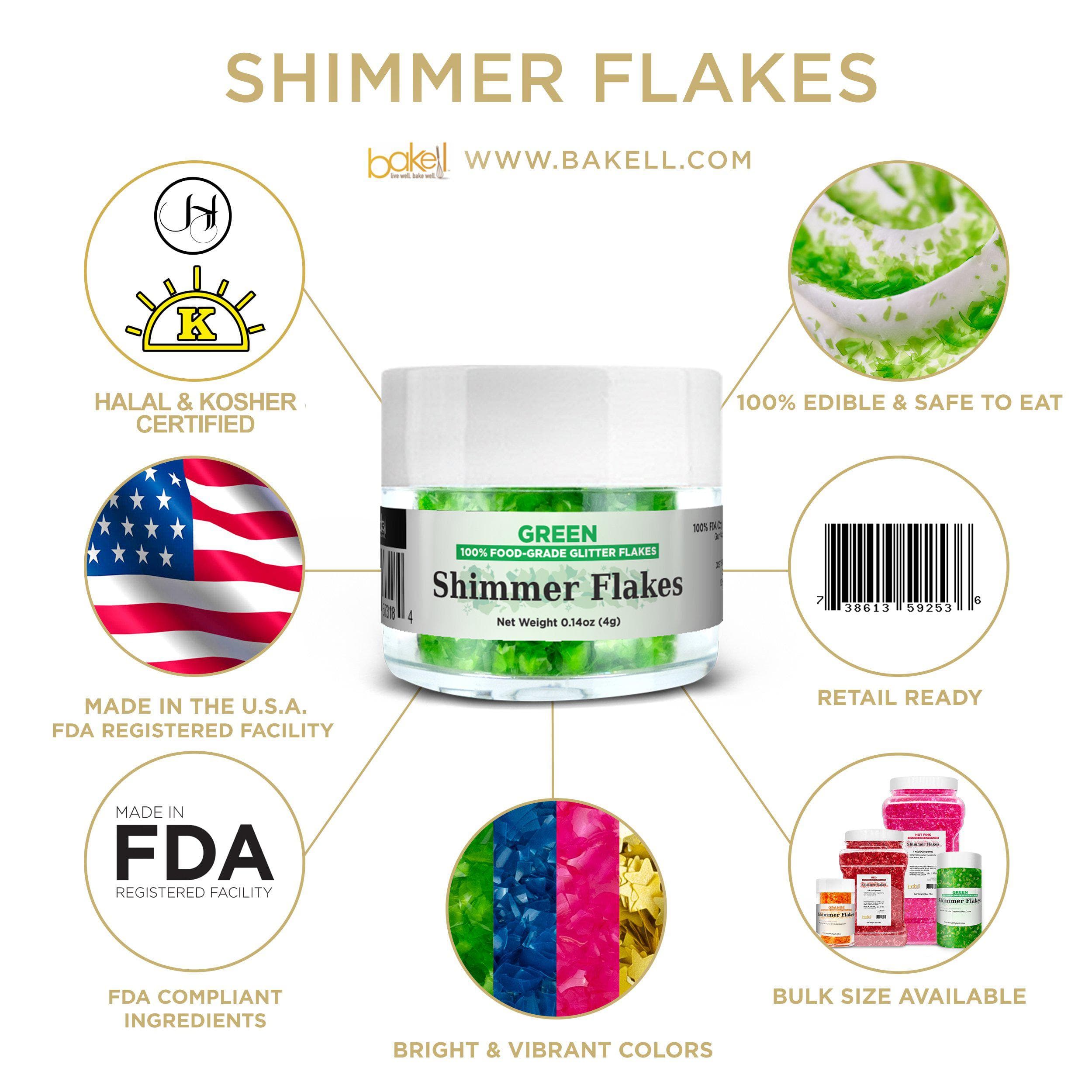 Christmas Candy Cane Edible Shimmer Flakes - 4 Pack Holiday Baking Decorations for Cookies, Cakes & Desserts - Perfect for Christmas Parties, Gift Giving & Festive Treats