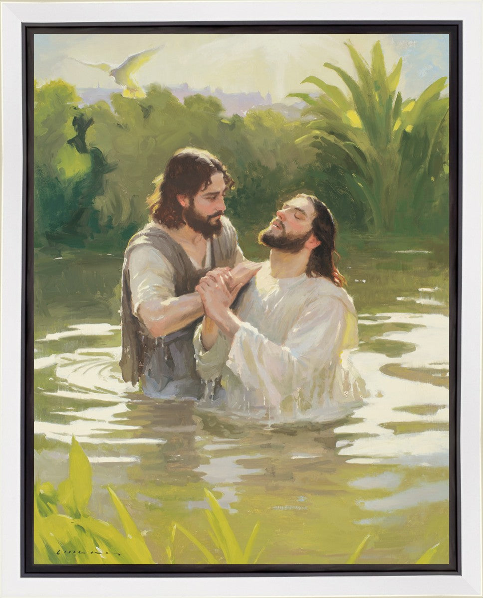 Baptism of The Savior Gallery Wrap Canvas - Religious Wall Art for Home Decor, Church & Gifts - Perfect for Living Room, Bedroom & Worship Spaces