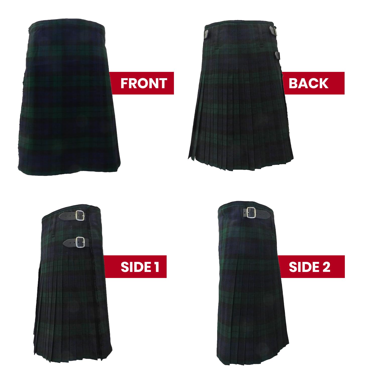 Premium 16 oz Wool Scottish Kilt for Men - Traditional Tartan Kilt with 3 Buckle Straps & Double Fringed Apron - Perfect for Highland Games, Weddings & Celtic Events