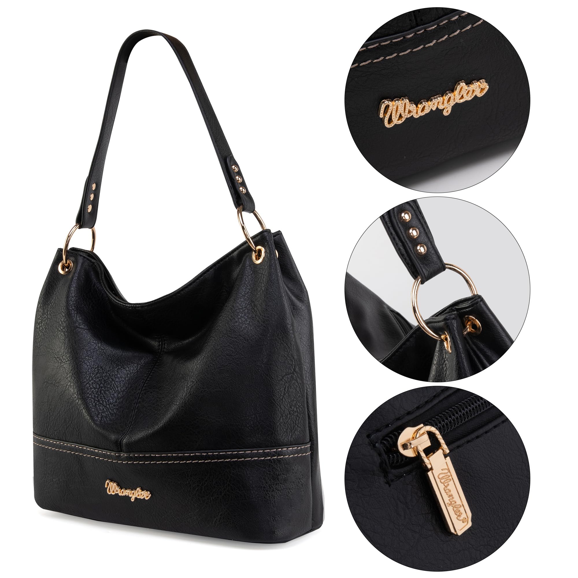 Wrangler Vegan Leather Hobo Bags for Women - Stylish Top Handle Shoulder Purses & Handbags for Work, Travel & Everyday Use