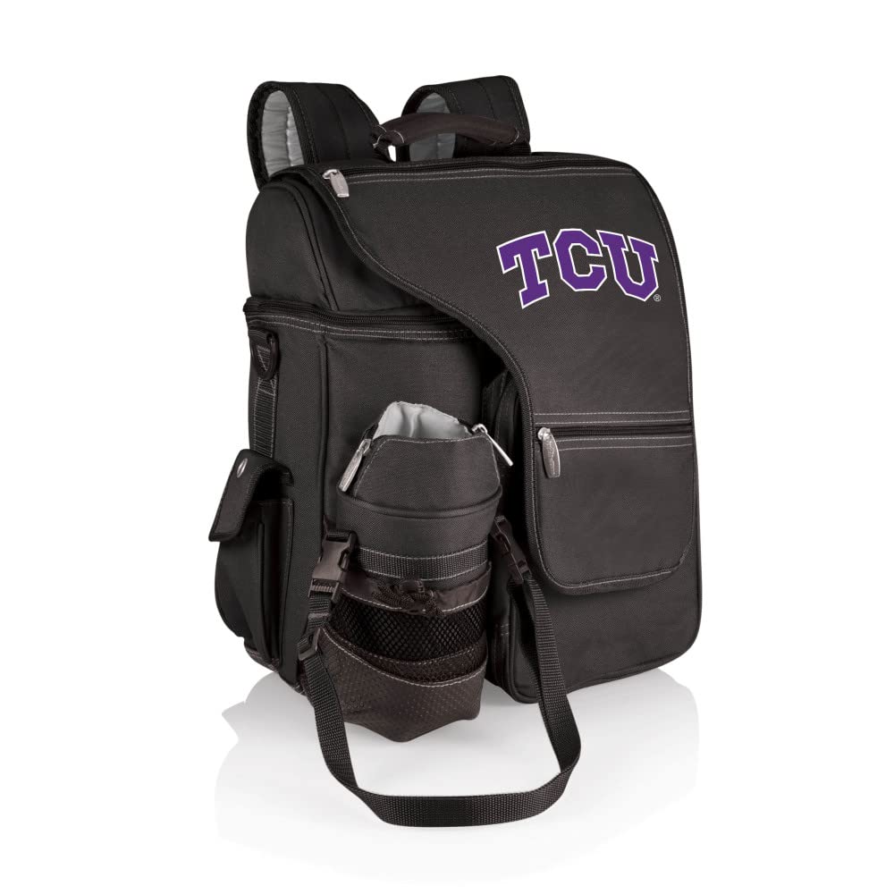 PICNIC TIME NCAA TCU Horned Frogs Insulated Backpack Cooler with Water Bottle Holder - Soft Sided Travel Cooler Bag for Beach, Camping, Tailgating & Outdoor Adventures