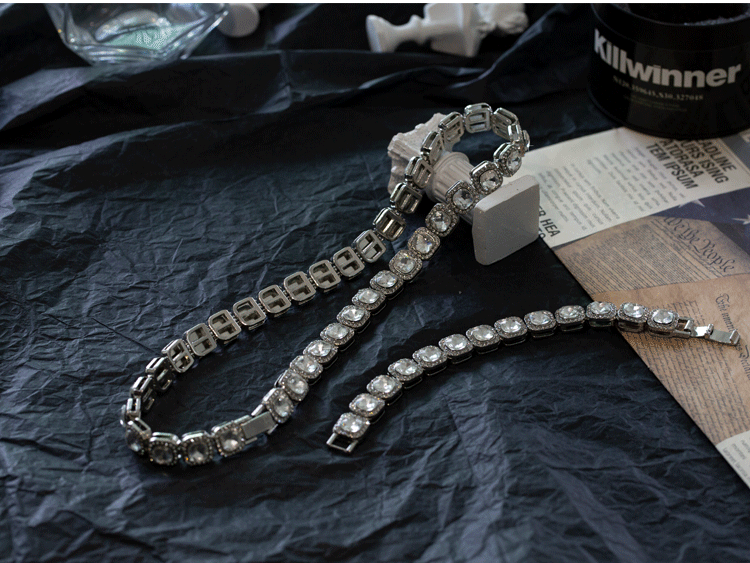 Killwimmer Full Diamond Sugar Bracelet - Small Batch 4 Square Diamond Design for Women, Girls, Party & Special Occasions