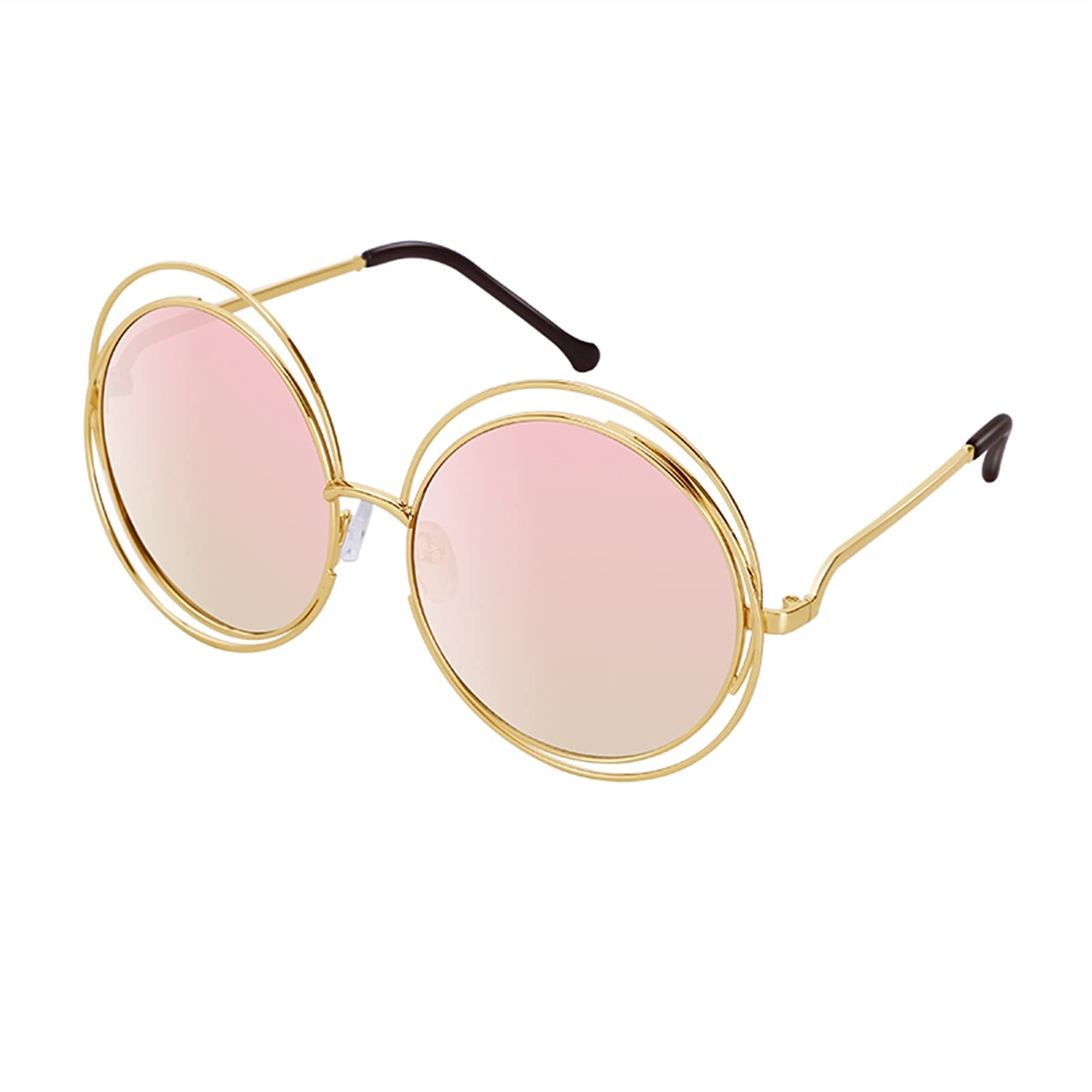 Vintage Round Oversized Sunglasses for Women - Luxury UV Protection Sun Glasses with Classic Retro Style (Color: 4, Size: D) | Perfect for Beach, Driving, Fashion & Outdoor Activities