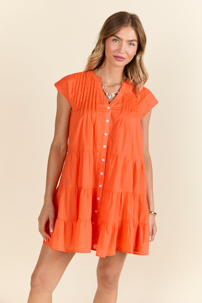 Just A Little Orange Button Up Mini Dress - Stylish & Comfortable Summer Outfit for Women | Perfect for Beach, Party & Casual Wear