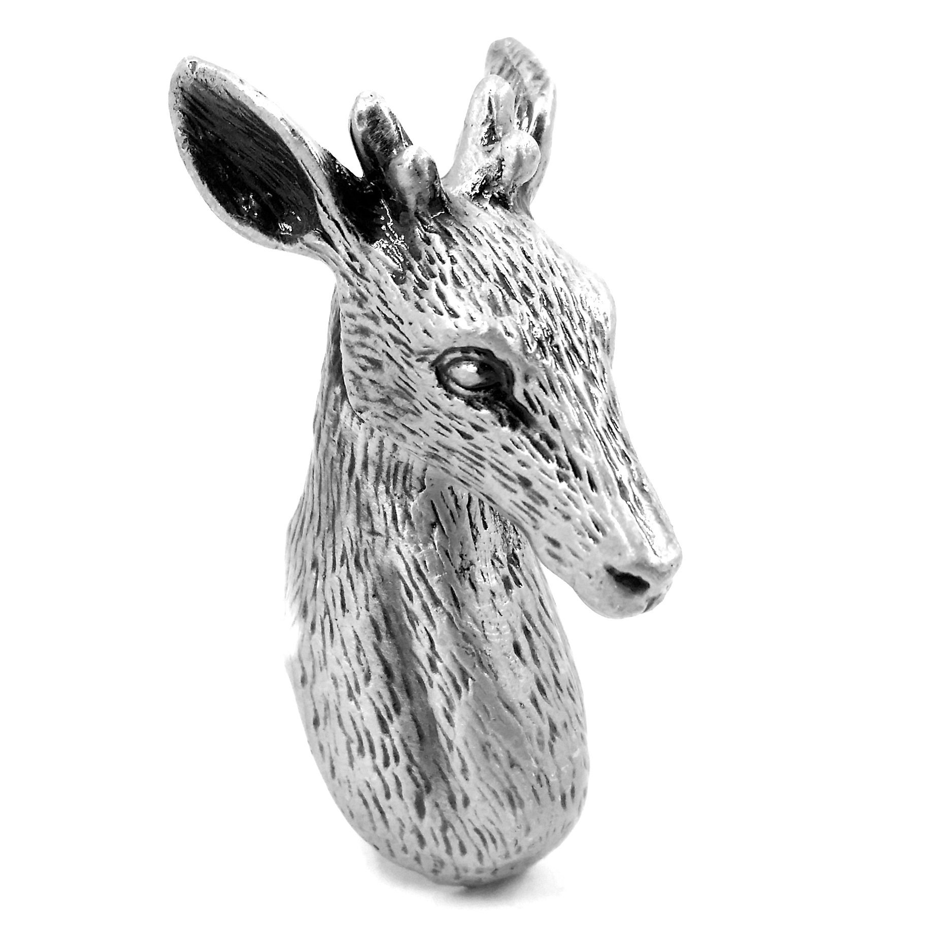Vintage Deer Head Cabinet Knobs - Antique Silver Pewter Stag Cabinet Pulls & Drawer Handles - Animal Dresser Knob Hardware (1 Piece) - Perfect for Rustic Farmhouse, Cabinets, Dressers & DIY Furniture Upgrades