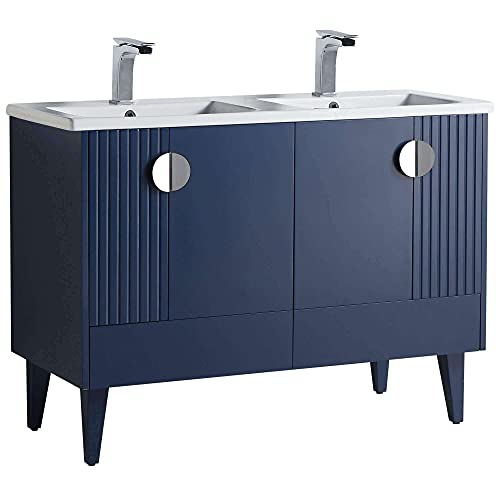 Navy Blue - Polished Chrome Handles