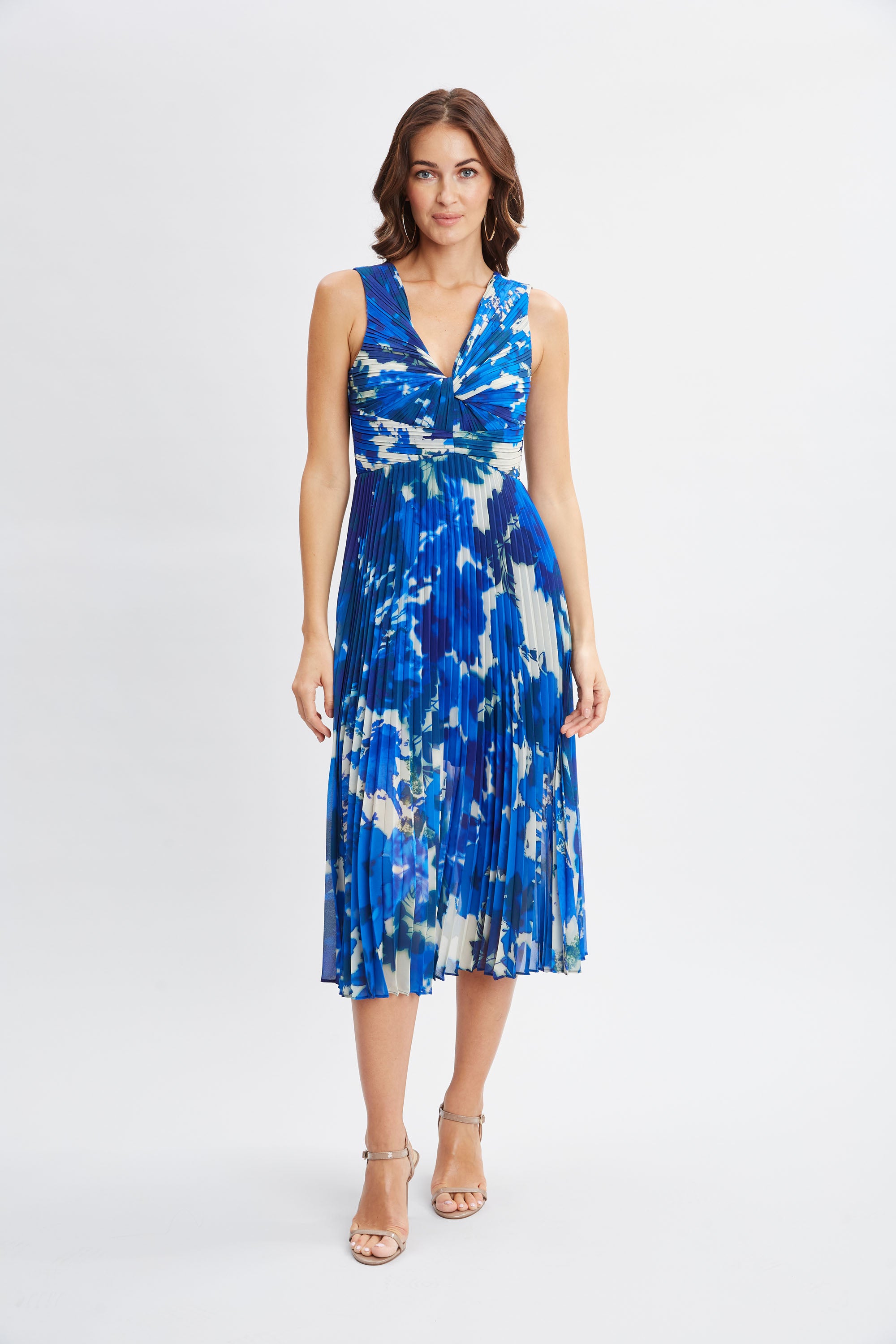 Floral Printed Twist Midi Dress for Women - Summer Garden Party, Beach Vacation & Date Night Outfits