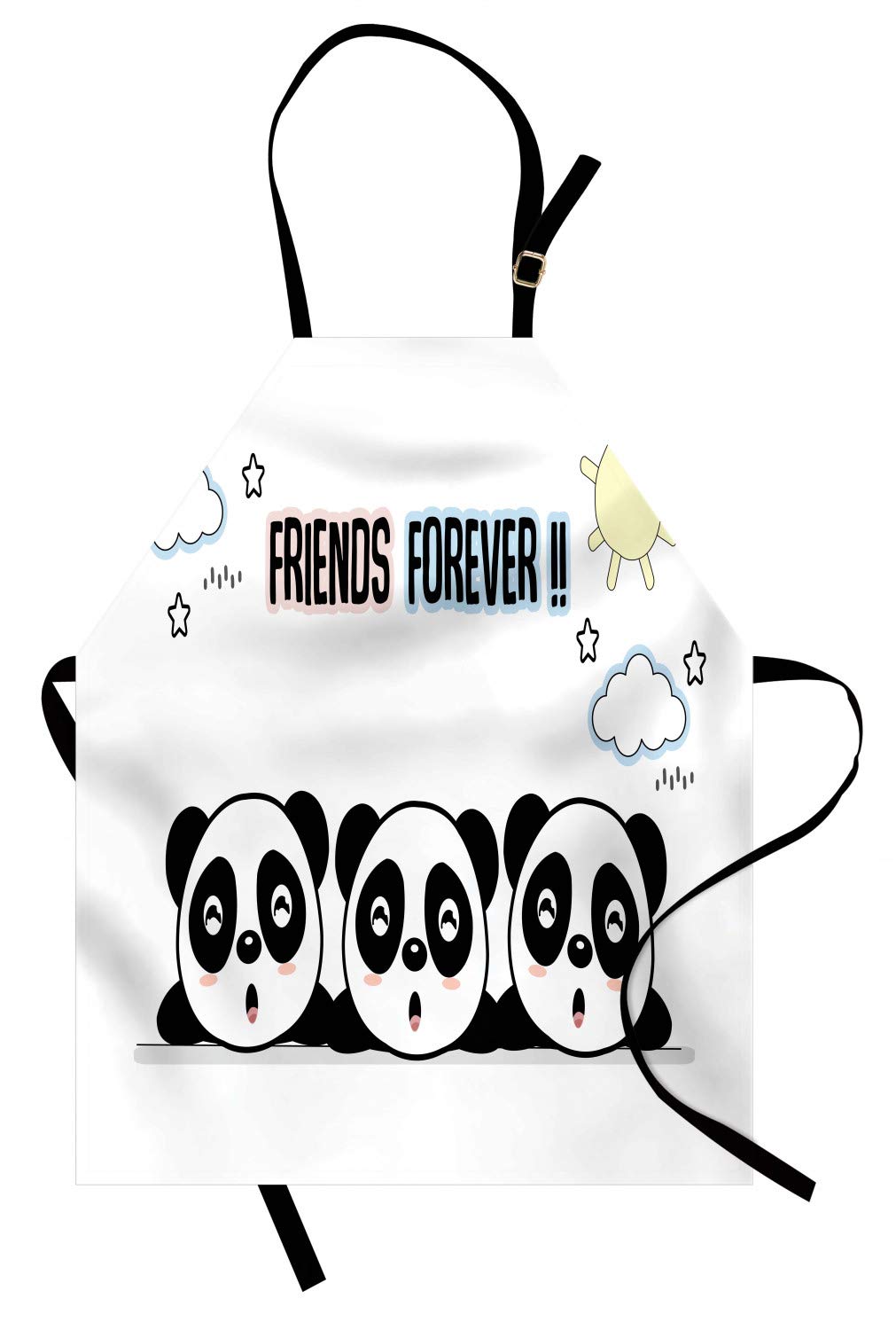 Ambesonne Panda Apron - Adjustable Unisex Kitchen Bib for Cooking & Gardening