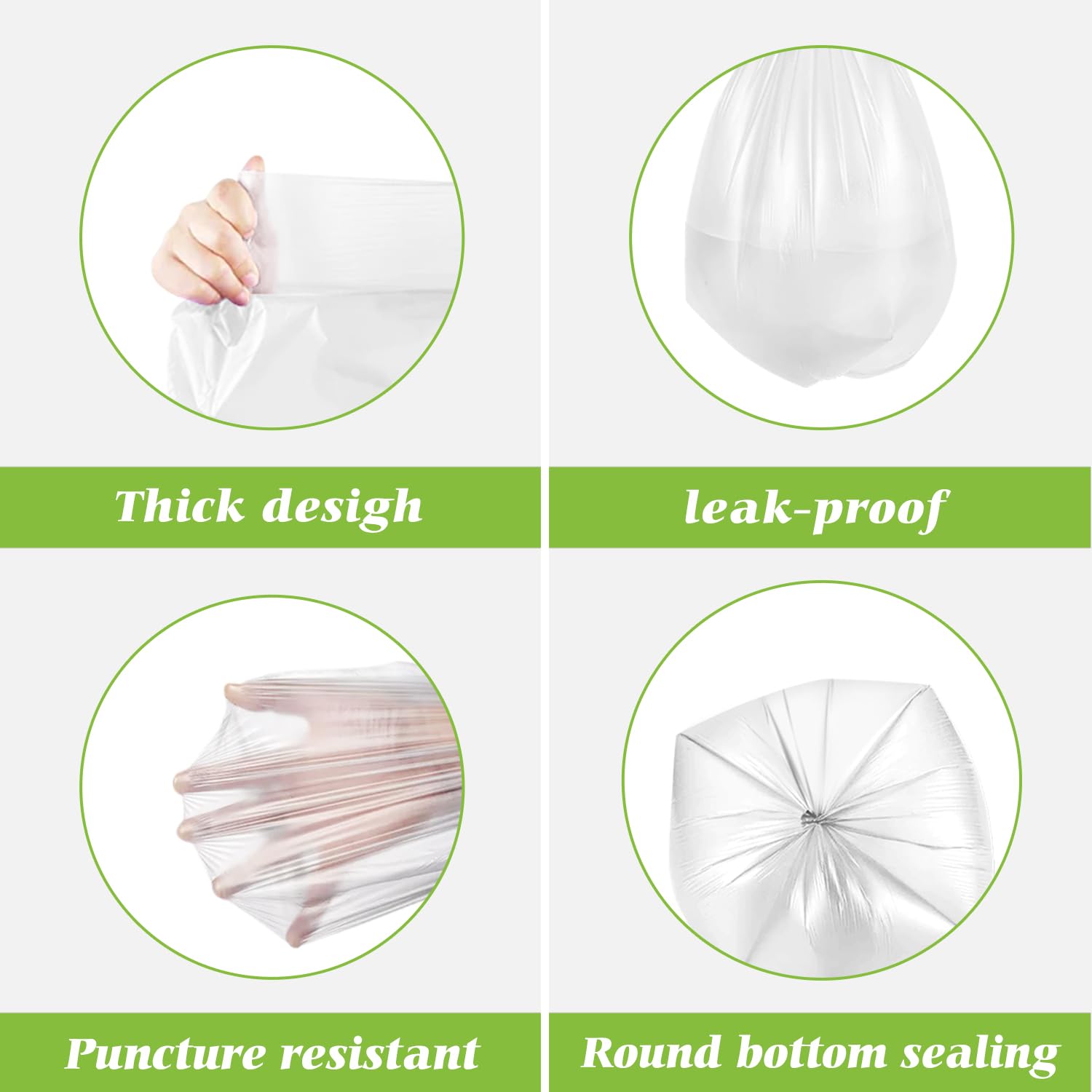 Teivio 5 Gallon 100 Count Heavy Duty Trash Bags - Strong Garbage Bags for Bathroom, Kitchen & Office - Clear Plastic Bin Liners for Small Trash Cans - Perfect for Home, Office & Commercial Use