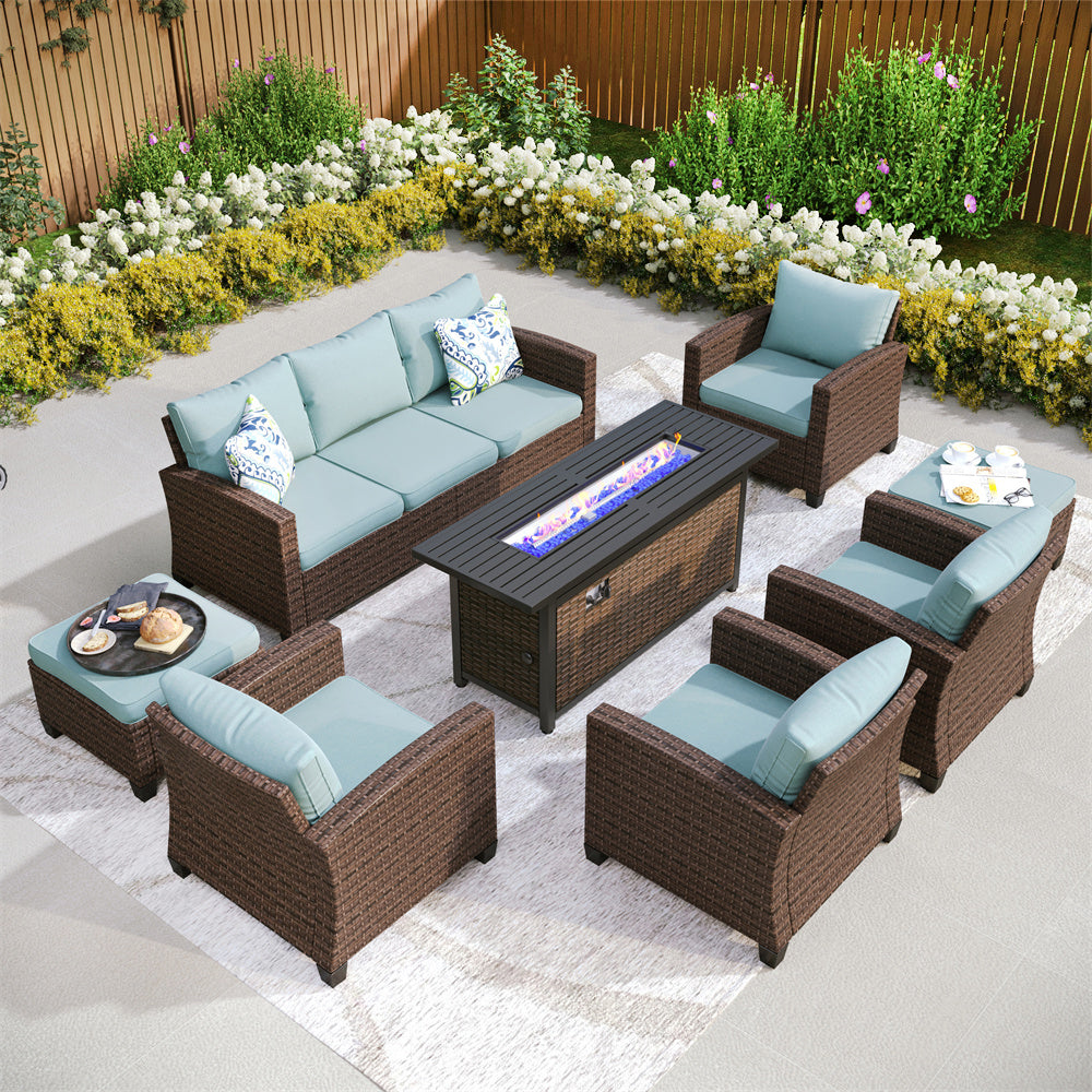 Phi Villa Upgraded Rattan Outdoor Sofa Set with 56