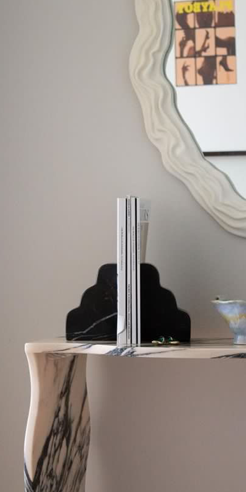 Elegant Nero Marble Cloud Bookend - Stylish Book Holder for Home Office & Library Decor - Perfect for Organizing Books, Shelves, and Desks