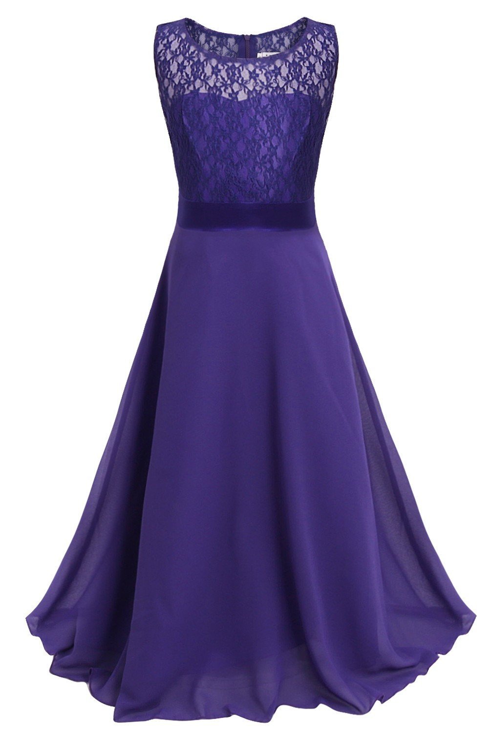 YiZYiF Girls Lace Maxi Dress for Weddings & Pageants - Elegant Chiffon Formal Gown for Kids & Big Girls - Perfect for Special Occasions, Birthday Parties & Photoshoots
