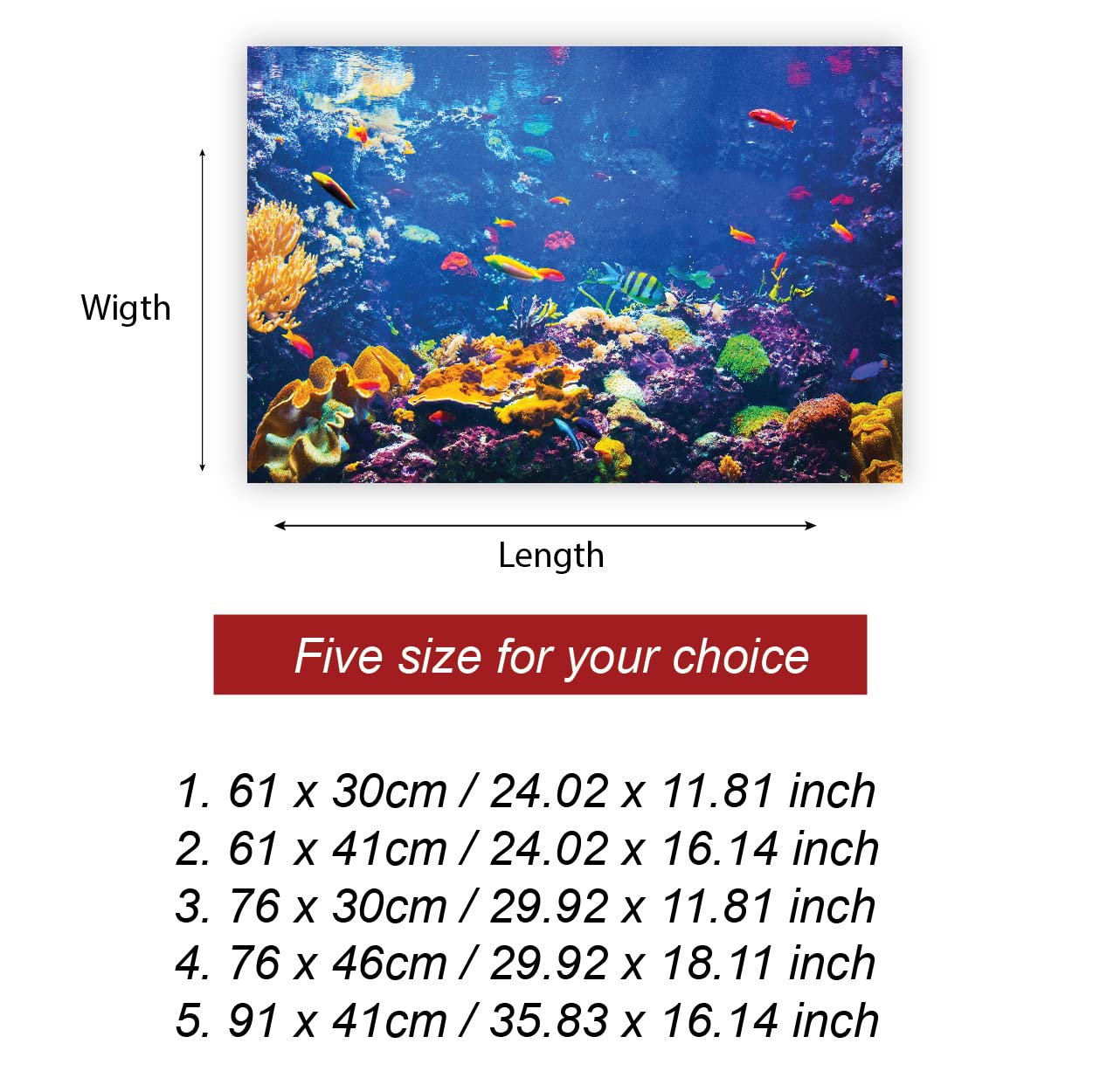 VVWV® Fish World Aquarium Background Stickers - Waterproof Vinyl Printed Decals for Fish Tanks (76x30cm) - Perfect for Freshwater & Saltwater Aquariums, Home & Office Decor