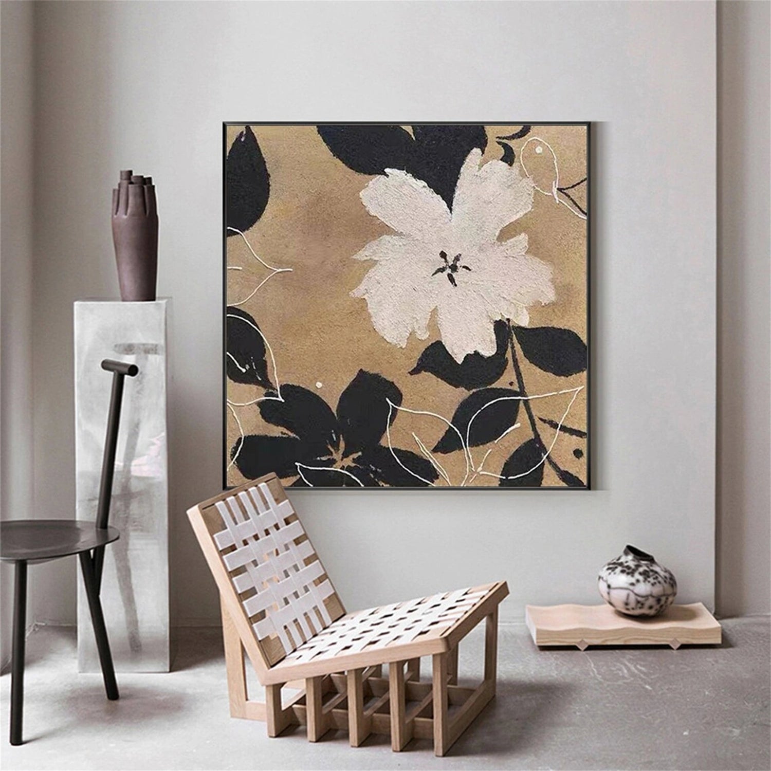Flower and Tree Painting #FT158 - Handmade Canvas Wall Art for Home & Office Decor - Perfect for Living Room, Bedroom, or Gift