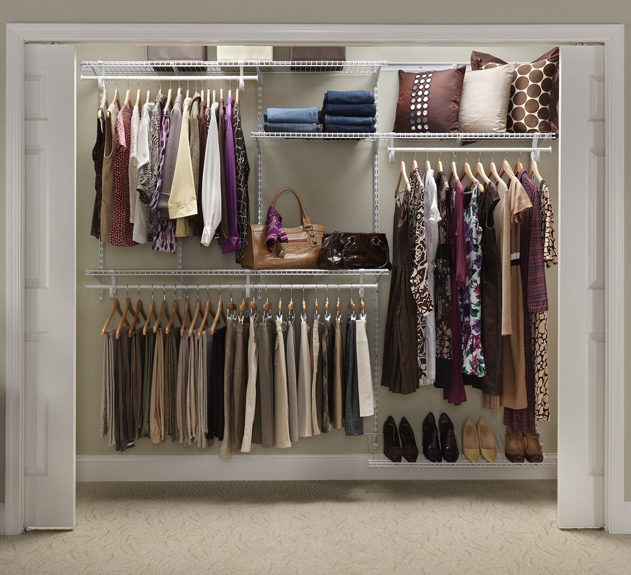 ClosetMaid ShelfTrack Adjustable Wire Closet Organizer System 5-8 Feet, White - Perfect for Bedroom, Closet & Home Storage Organization