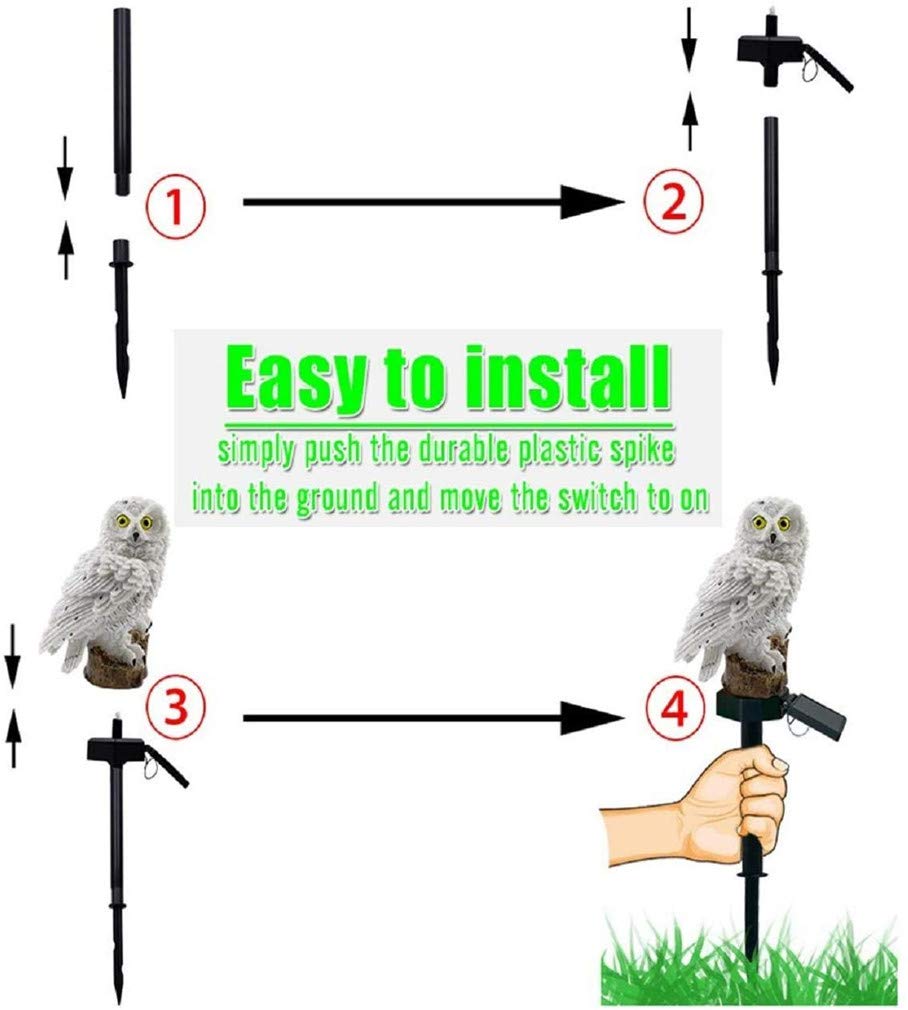 Solar Powered Owl Shaped LED Garden Lights - Waterproof Outdoor Solar Stake Lights for Walkway, Pathway, Yard & Patio Decoration