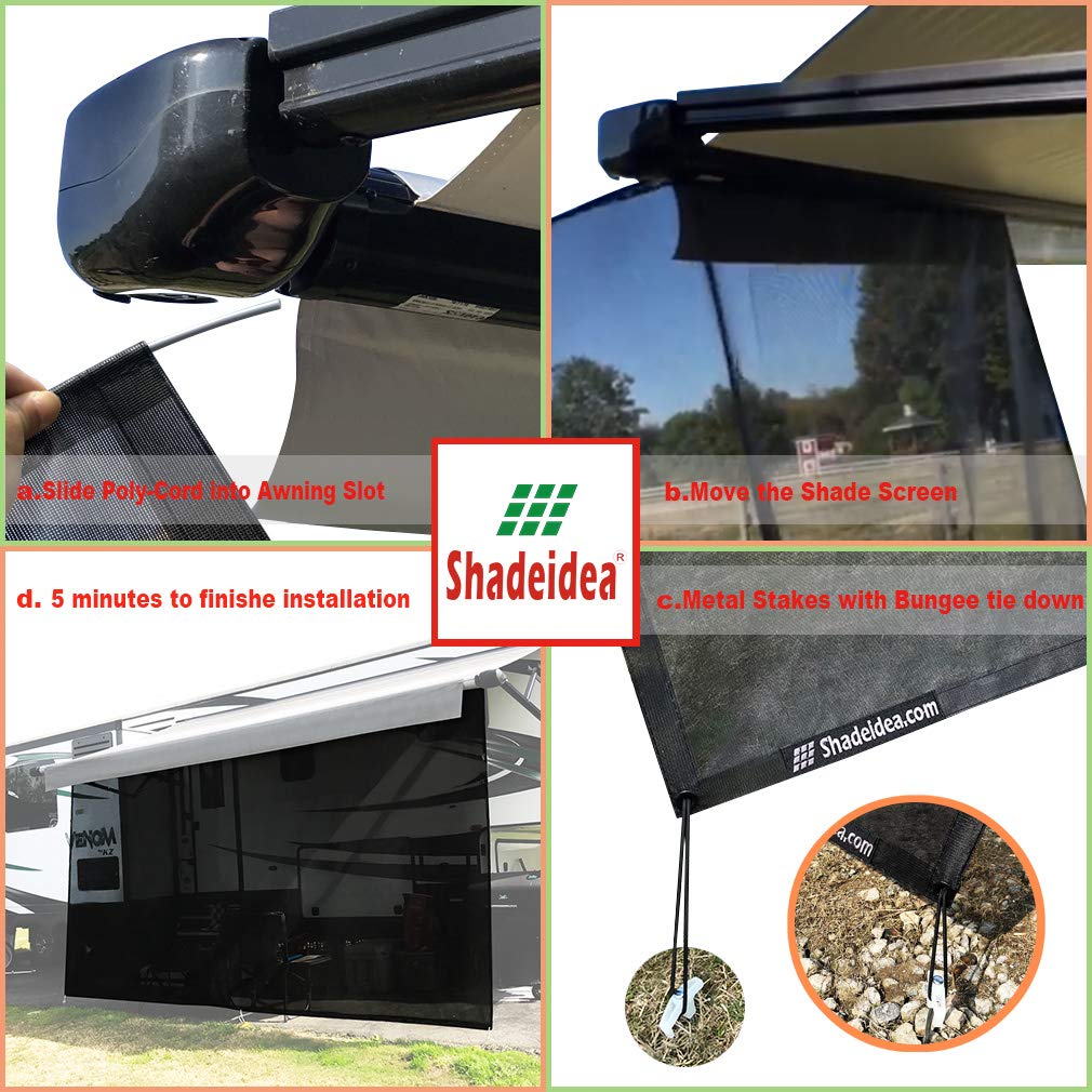 Shadeidea RV Sun Shade Screen 10' X 18' 5'' - Black Mesh UV Sunblocker for RV Awning (Fits 19' Awnings) | Motorhome, Camping Trailer Sunshade Canopy with 3 Year Warranty | Perfect for Outdoor Camping, Road Trips and Summer Protection