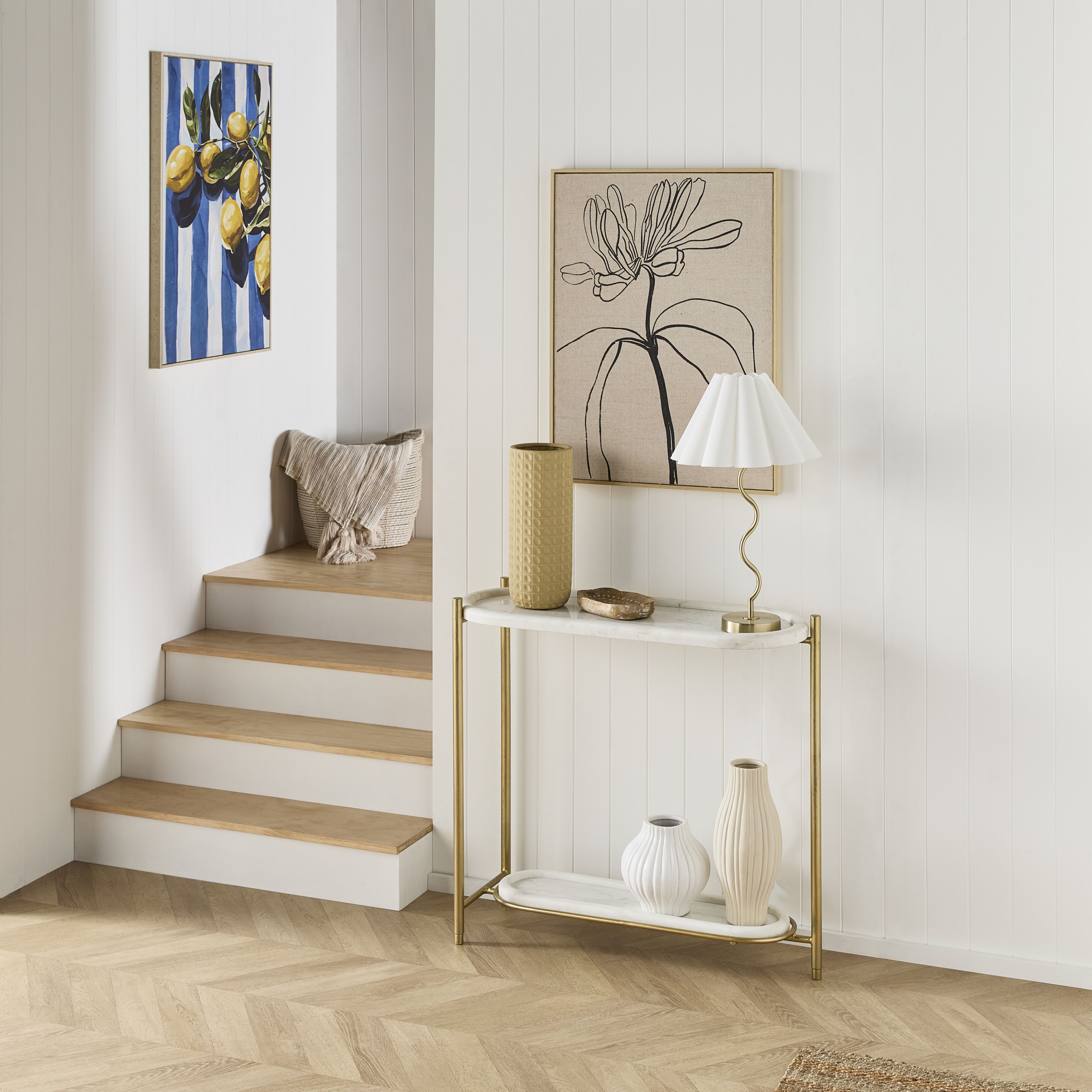 Blanc Ovale 2-Tier Console Table - Modern Oval Entryway Table with Storage Shelf - Perfect for Hallway, Living Room & Small Space Decor
