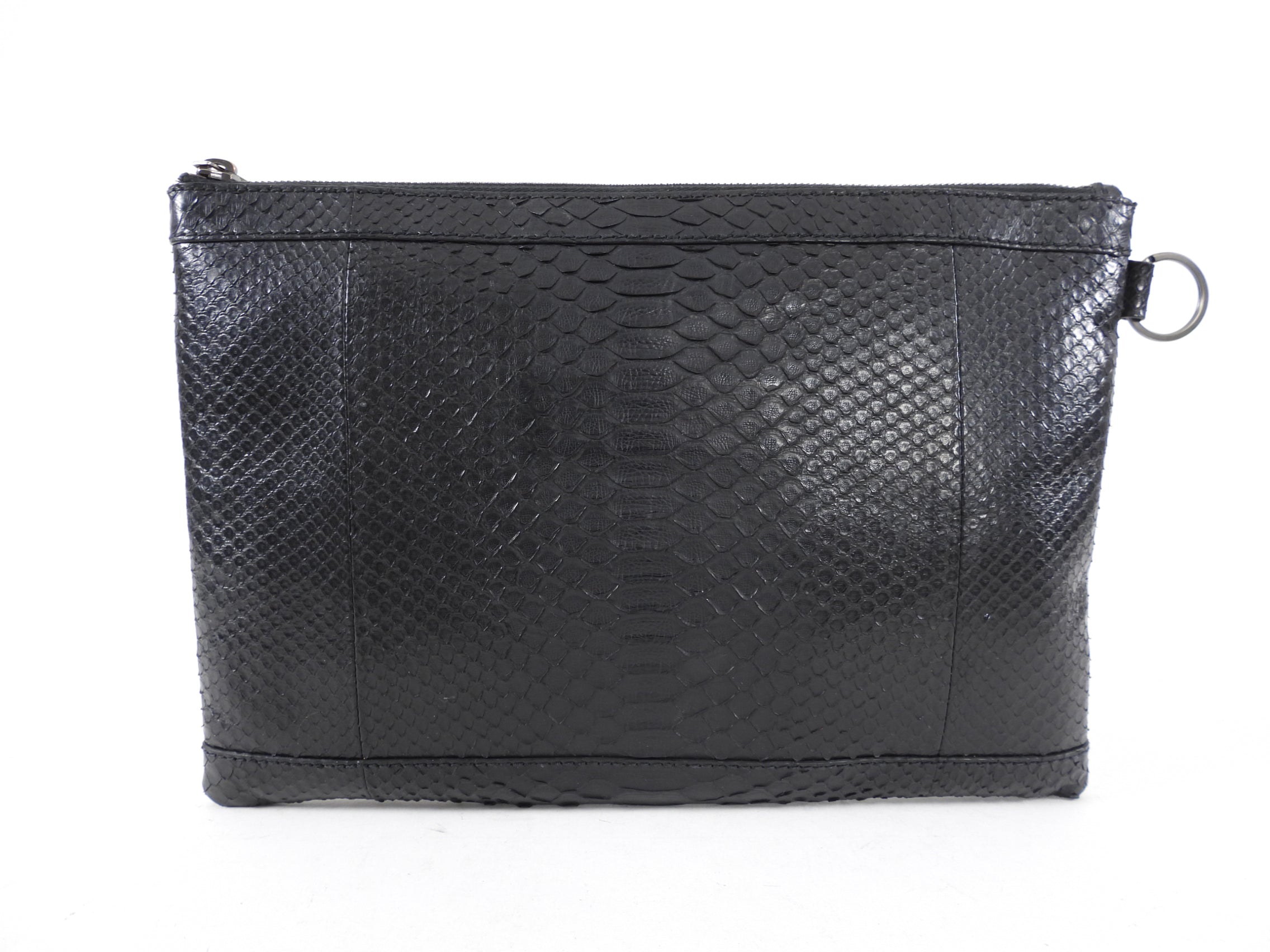 Balenciaga Black Python Arena Classic Clutch Bag for Women - Luxury Designer Handbag for Evening Parties, Date Night & Special Occasions