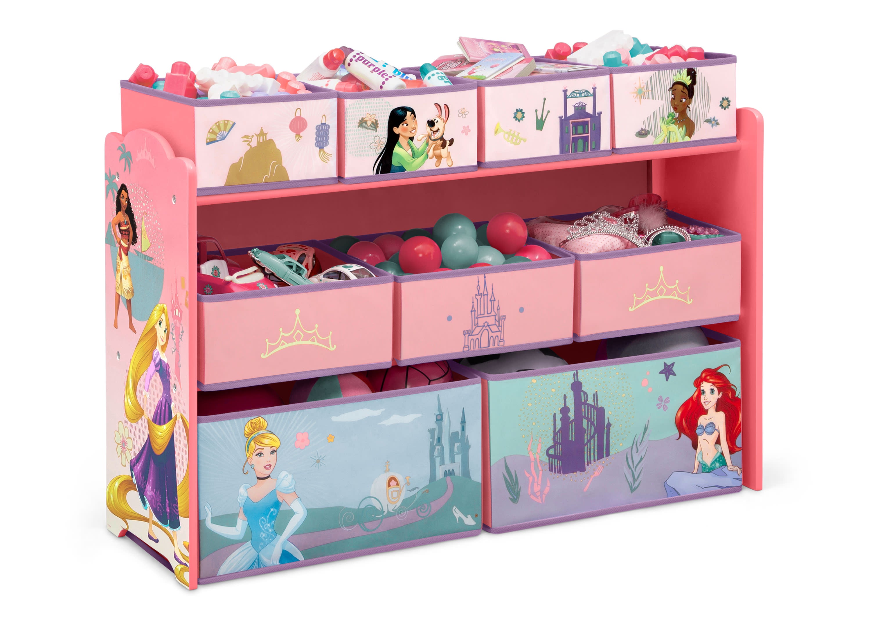 Princess Deluxe 9-Bin Toy Organizer with Storage Baskets - Perfect for Kids' Room, Playroom & Nursery Organization