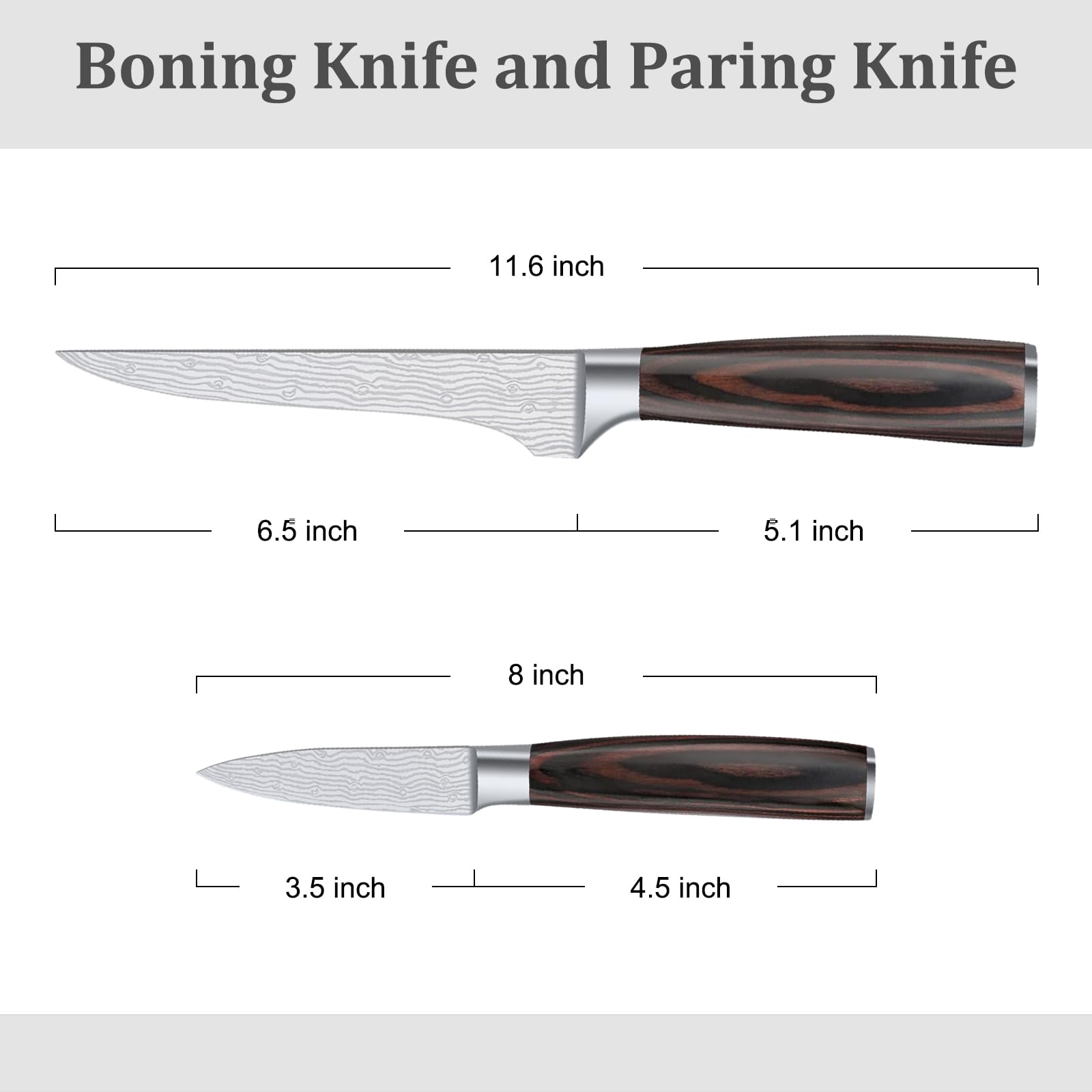 APEO 6-inch Boning Knife & 3.5-inch Paring Knife Set - Ultra Sharp Fillet Knife for Fish, Meat, and Poultry - High Carbon Stainless Steel Butcher Knives with Pakkawood Handles - Gift Box Included - Perfect for Home Chefs, Butchers, and Outdoor Cooking