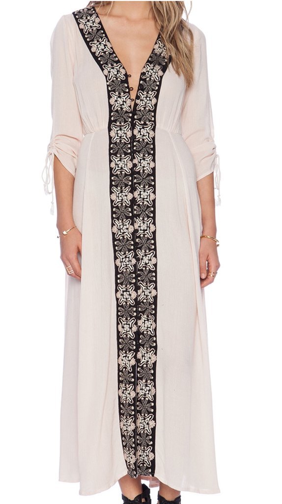 Free People Journey Horizon Embroidered Midi Dress - Boho Floral Summer Dress for Women | Perfect for Beach Vacations, Music Festivals & Date Nights