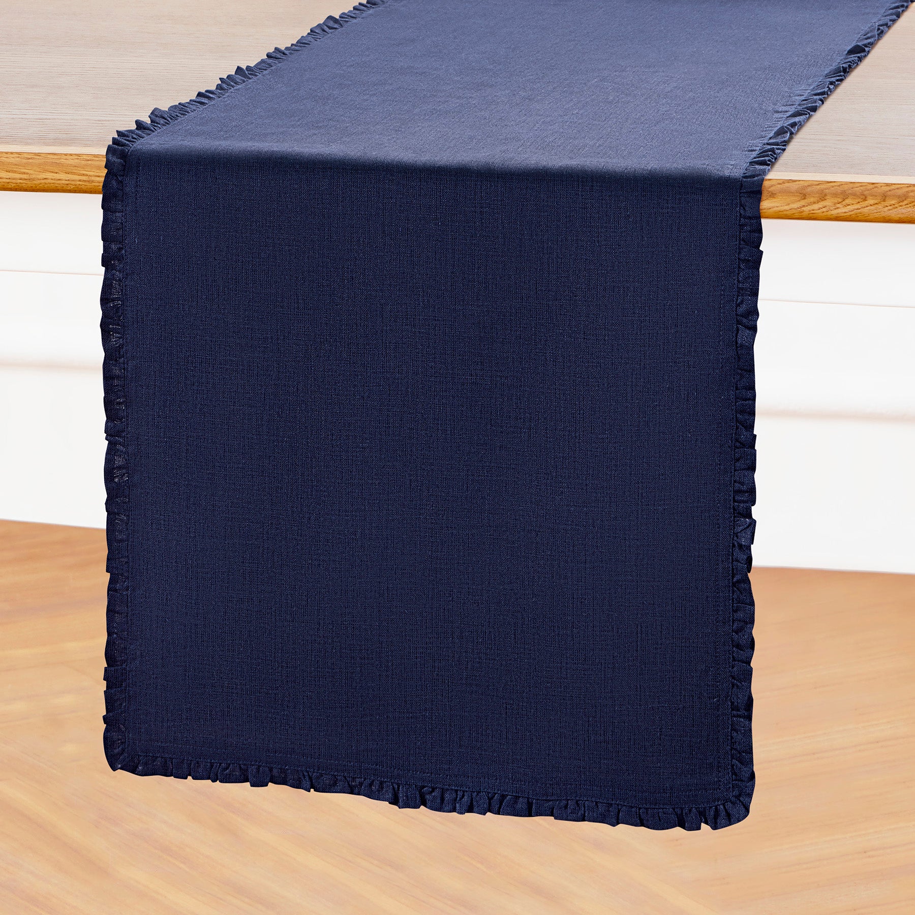 Juliette Ruffle Table Runner - Elegant Lace Trim Dining Table Decor for Weddings, Parties & Home Decor