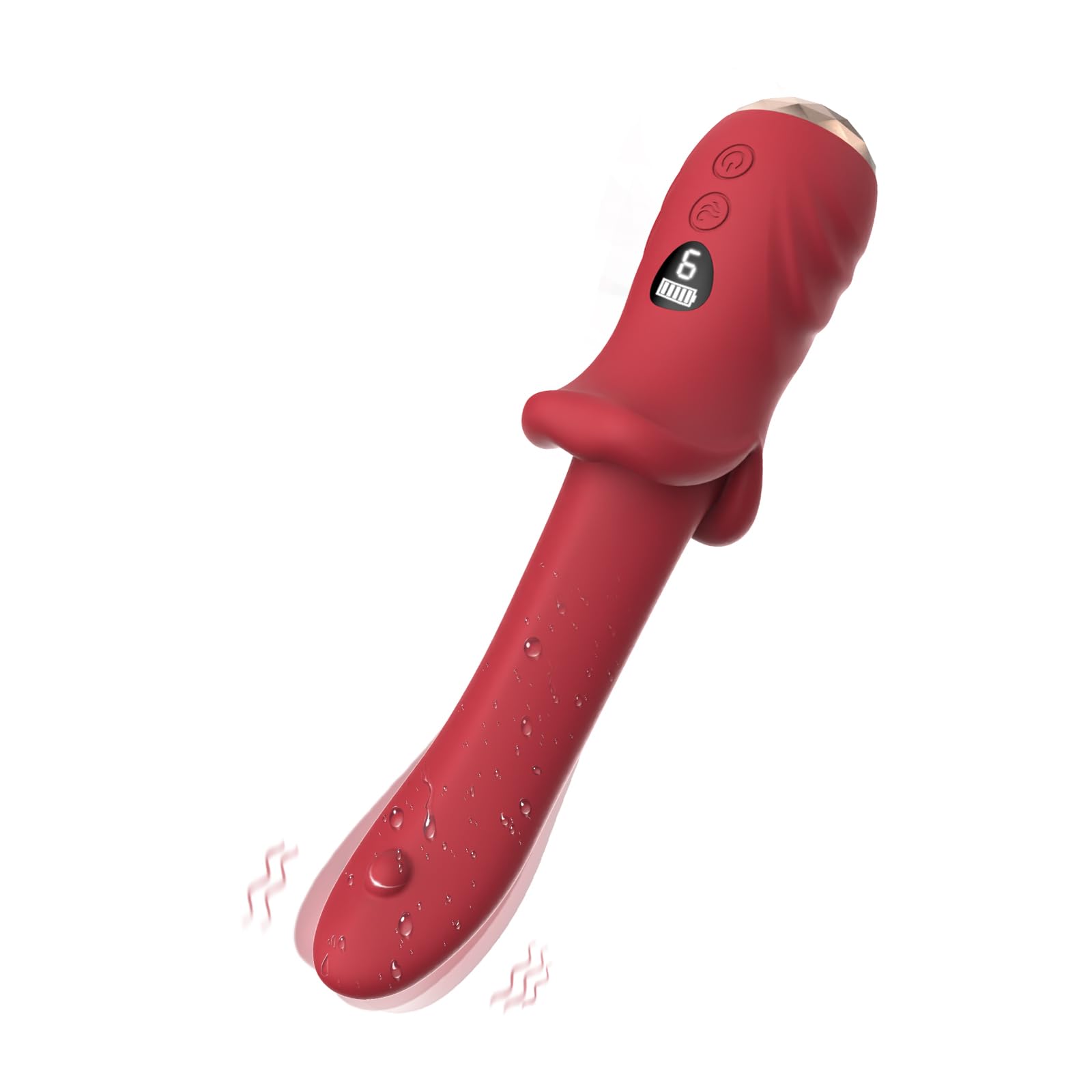 Realistic Tongue Vibrator Dildo - SHOO BAM Rose Sex Toy with 9 Vibrating Modes & LCD Display for Women & Couples - G Spot, Clitoral, Anal & Nipple Stimulator | Perfect for Solo Play, Couples Intimacy & Sensual Exploration