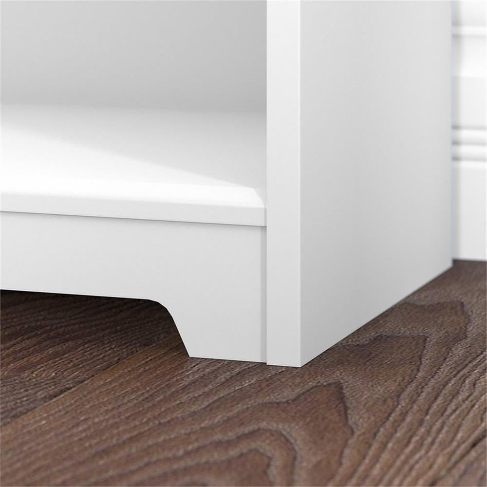 BOWERY HILL 5 Shelf White Bookcase - Modern Wooden Bookshelf for Living Room, Bedroom & Office Storage - Perfect for Organizing Books, Decor & Essentials