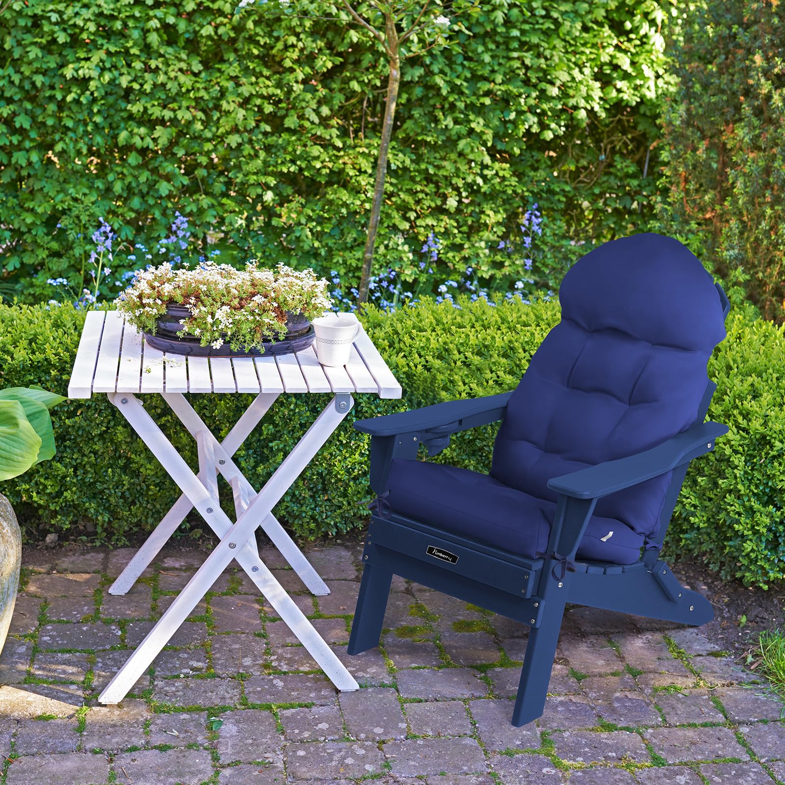 FUNBERRY 4-Piece Patio Chair Cushion Set - Thickened Comfortable Non-Slip Waterproof Outdoor Cushions with Ties for Rocking Chairs, High Back Support & Fade Resistant - Perfect for Porch, Deck, Garden & Poolside Relaxation