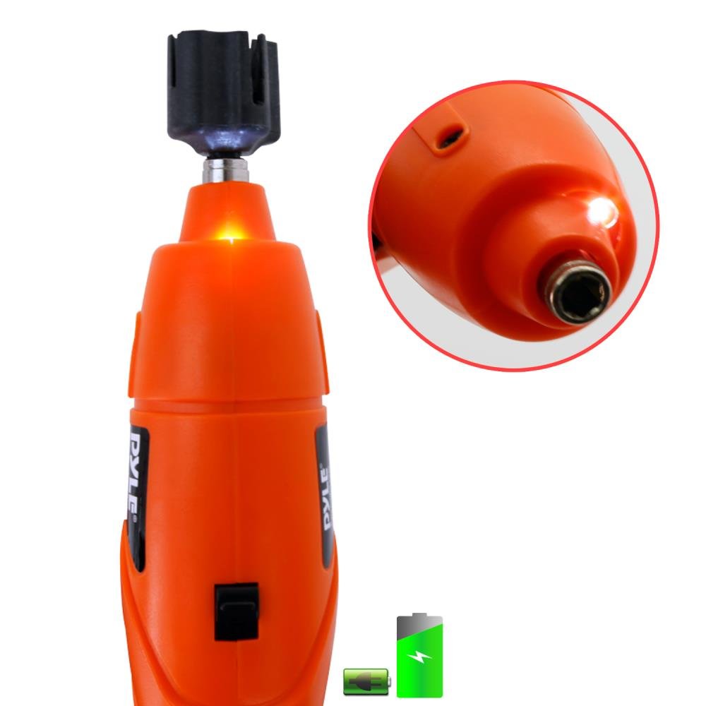 Pyle Wireless Electric Guitar String Winder - Universal Rechargeable Guitar String Winder with Built-in LED Lights & Battery - Compatible with All Guitar Brands - Perfect for Guitar Maintenance & String Changing at Home or Studio