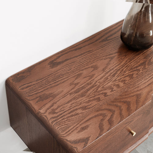 Solid Oak & Beech Wood TV Stand - Modern Entertainment Center for Living Room, Bedroom - Durable & Stylish TV Console with Storage Shelves