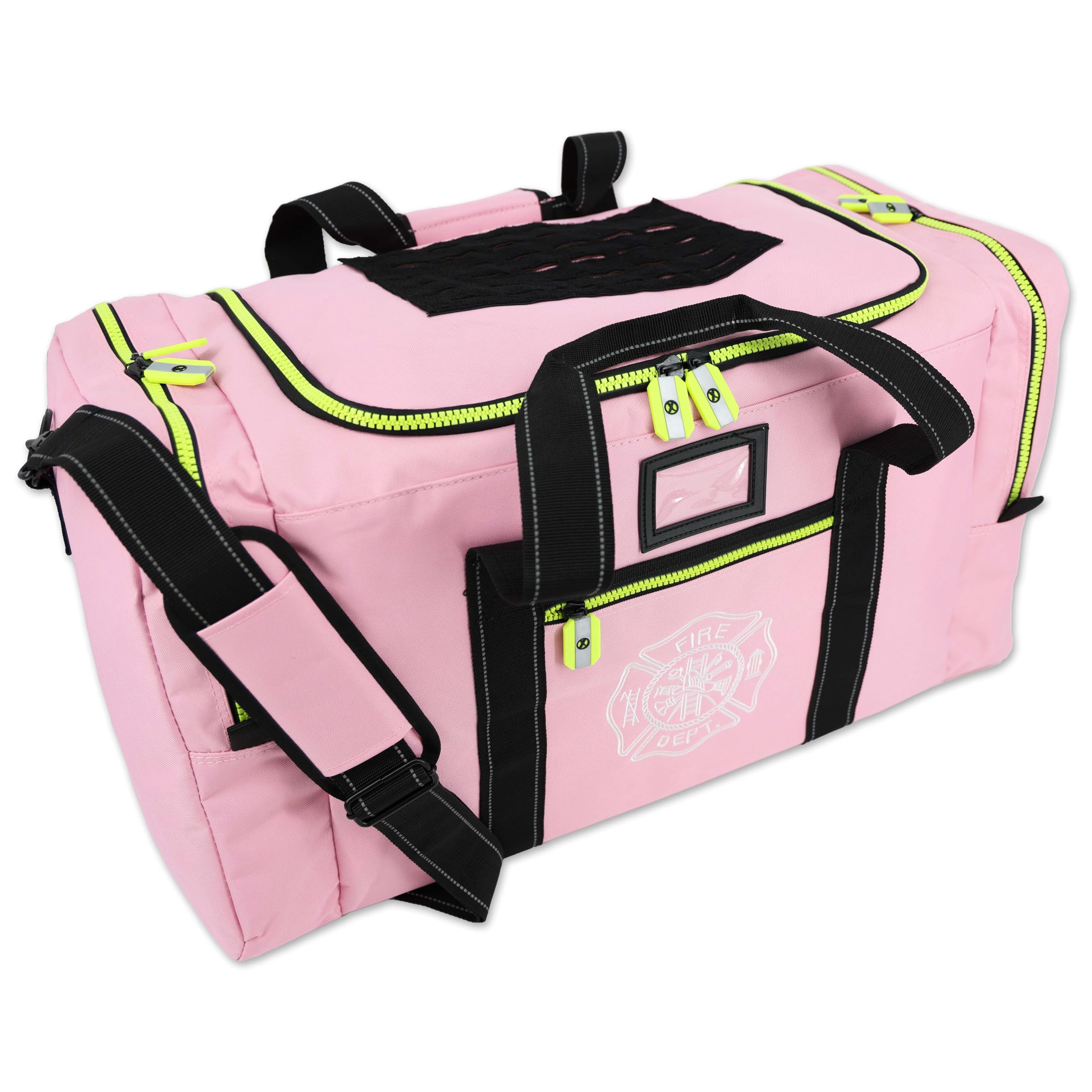 Lightning X Firefighter Turnout Gear Bag with Maltese Cross - Custom Embroidered Name (Pink) | Durable Firefighter Equipment Storage for Station & Emergency Response