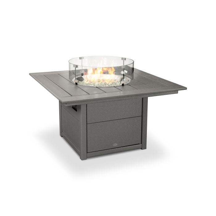 POLYWOOD 42-Inch Square Fire Pit Table - Outdoor Patio Heater with Lava Rocks, Weather-Resistant for Backyard, Deck, Garden (Use for Entertaining, Camping, and Cozy Evenings)