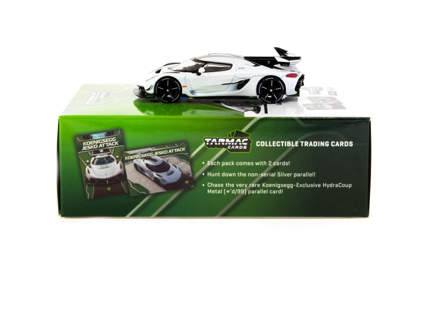 Tarmac Works 1/64 Scale Koenigsegg Jesko Attack White Diecast Model Car with Tarmac Cards - Lamley Special Edition Collectible for Car Enthusiasts | Perfect for Display, Gifts, and Diecast Collections