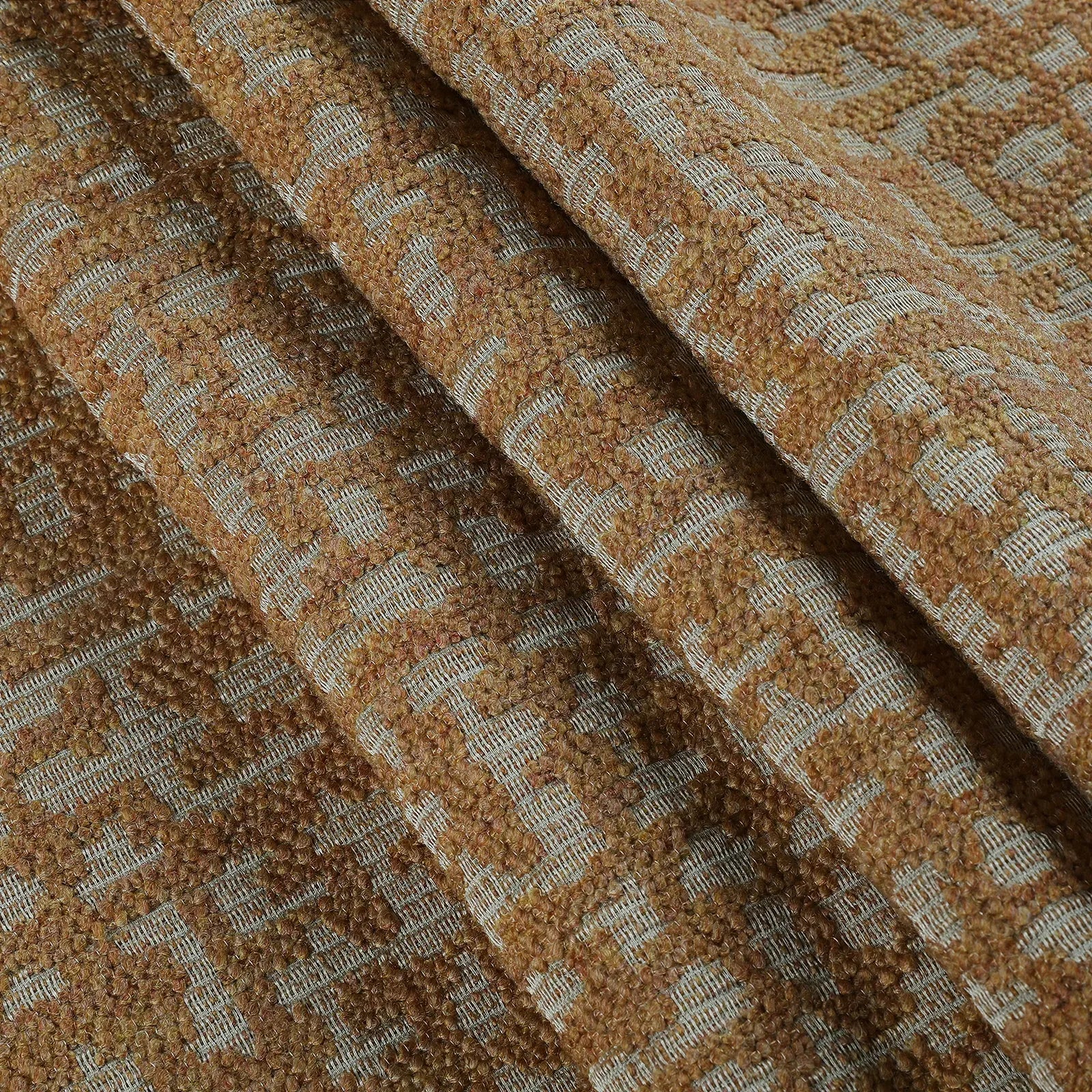 Lydia Jacquard Pleated Curtains for Living Room & Bedroom - Elegant Brick Pattern Blackout Drapes for Home Decor