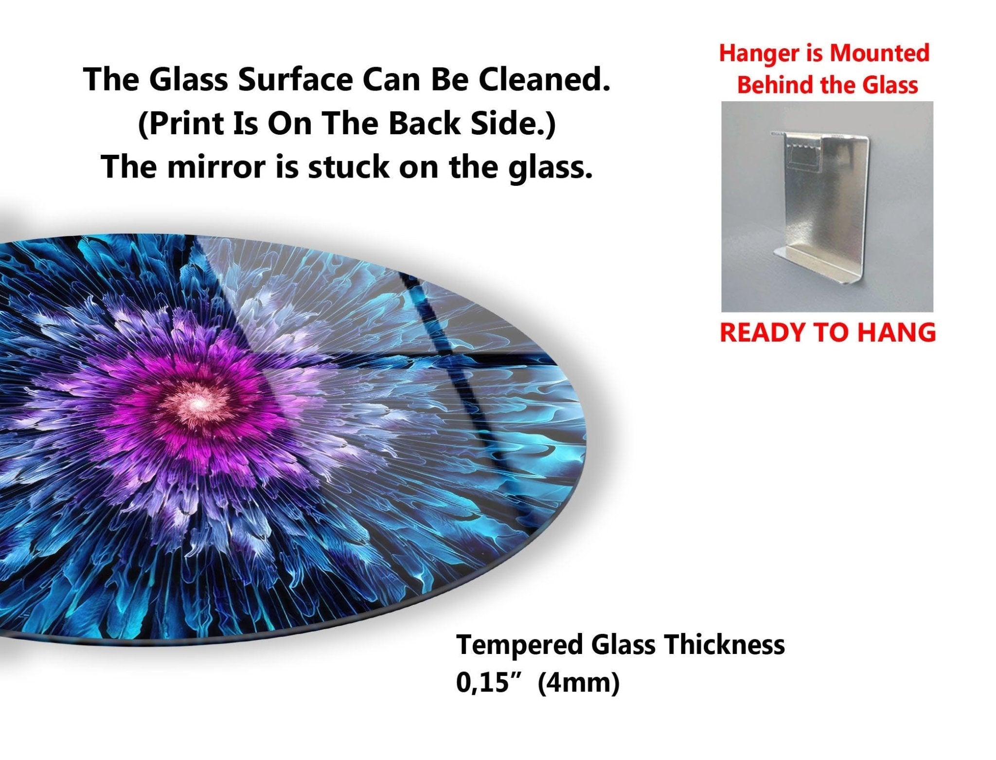 Abstract Round Purple & Blue Glass Wall Art - Modern Handmade Home Decor for Living Room, Bedroom & Office - Unique Statement Piece for Interior Design & Gifts
