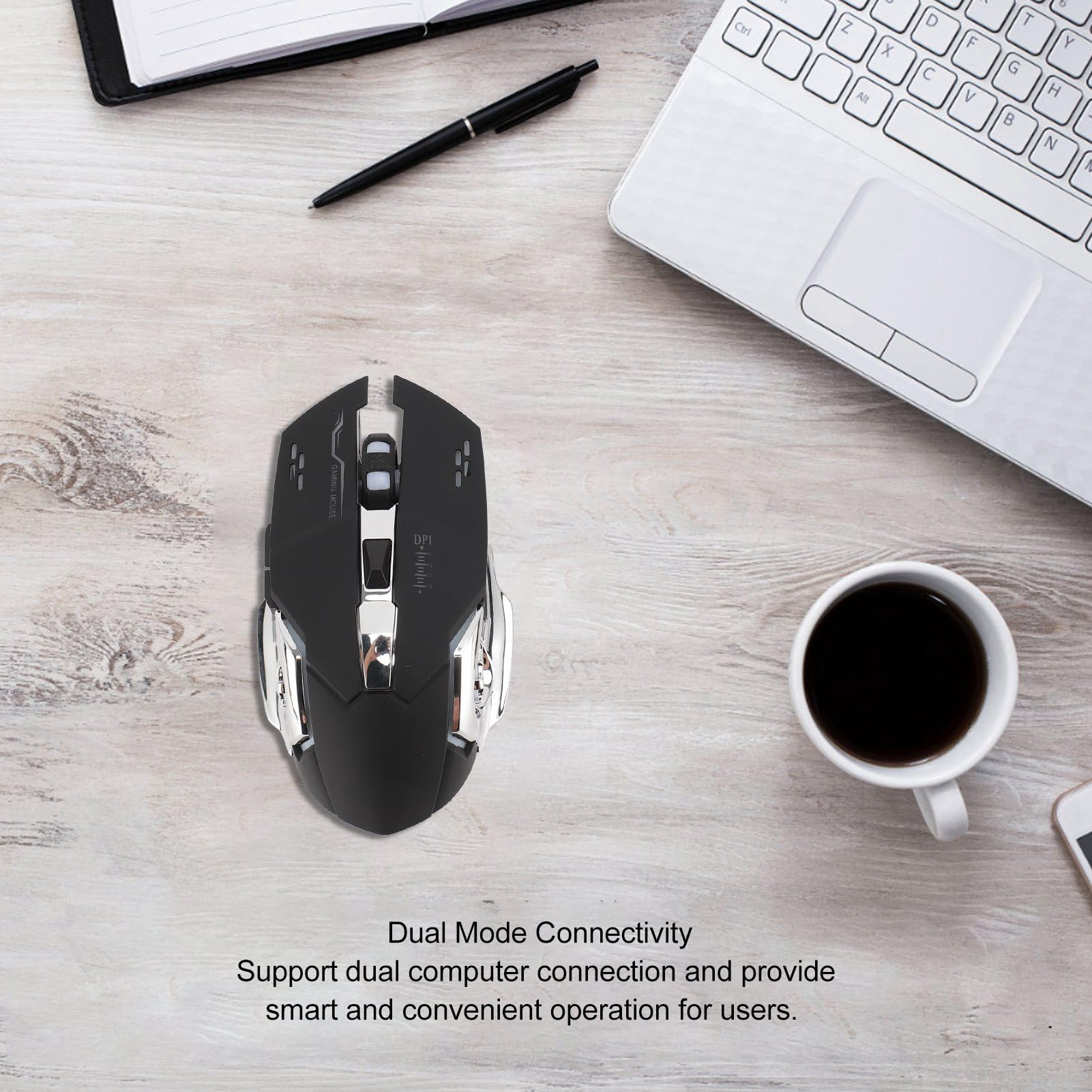 2.4GHz Wireless Gaming Mouse with Bluetooth, 4 Adjustable DPI Levels, Ergonomic Silent Design for PC & Laptop - Perfect for Gaming, Office Work, and Home Use