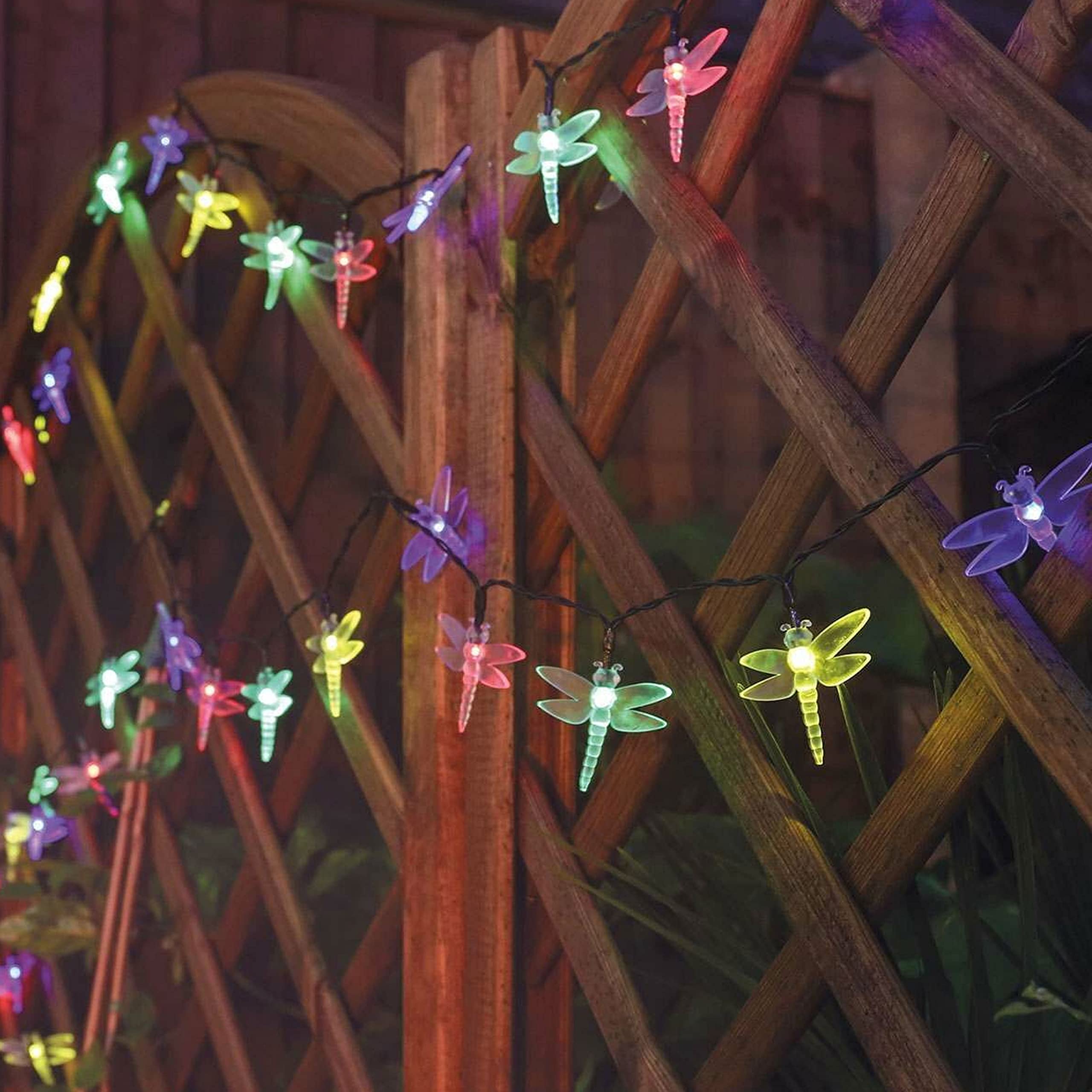 2 Pack Dragonfly Fairy String Lights - 40 LED Solar Powered Outdoor Waterproof Lights for Garden, Patio, Party & Wedding Decor