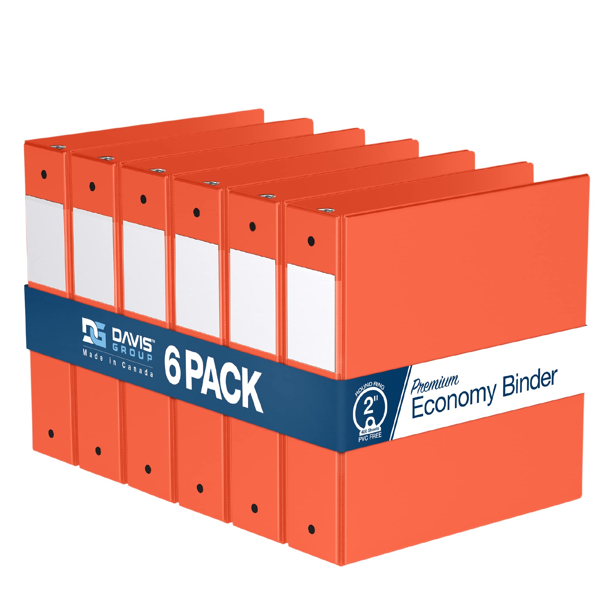 Premium 6-Pack 3-Ring Binders - 2 Inch Round-Ring Binders for School, Office & Home Organization (Orange) - Perfect for Notebooks, Presentations & Document Storage