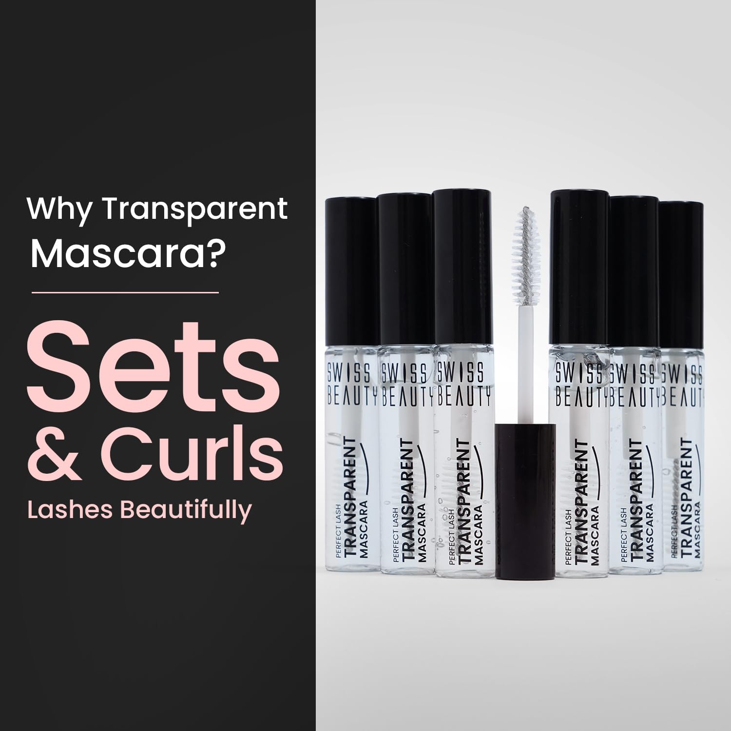 Swiss Beauty Perfect Lash Transparent Volumizing Mascara - Lightweight Non-Sticky Formula with Lash Growth Enhancer (7ml) | Natural Looking Lashes for Everyday Wear & Special Occasions