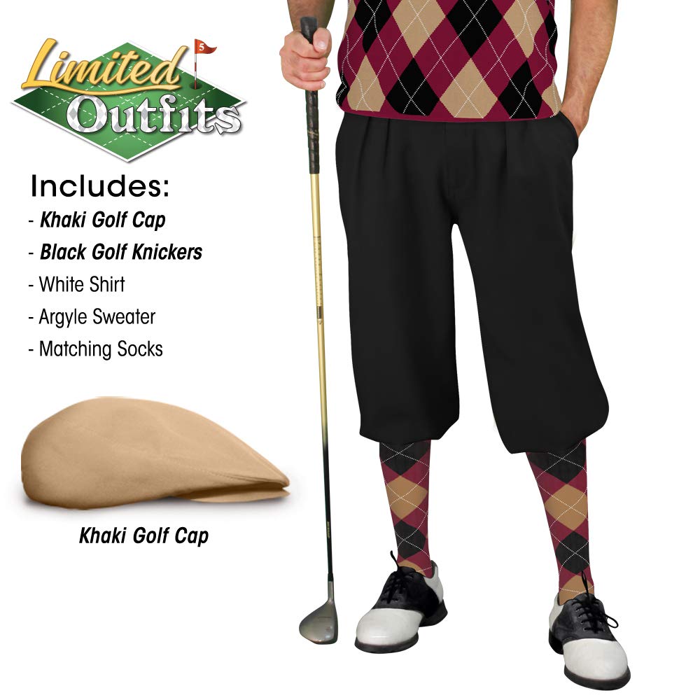 Men's Golf Sweater Outfits - Black, Maroon & Khaki Colors - Perfect for Golfing, Casual Wear & Outdoor Activities