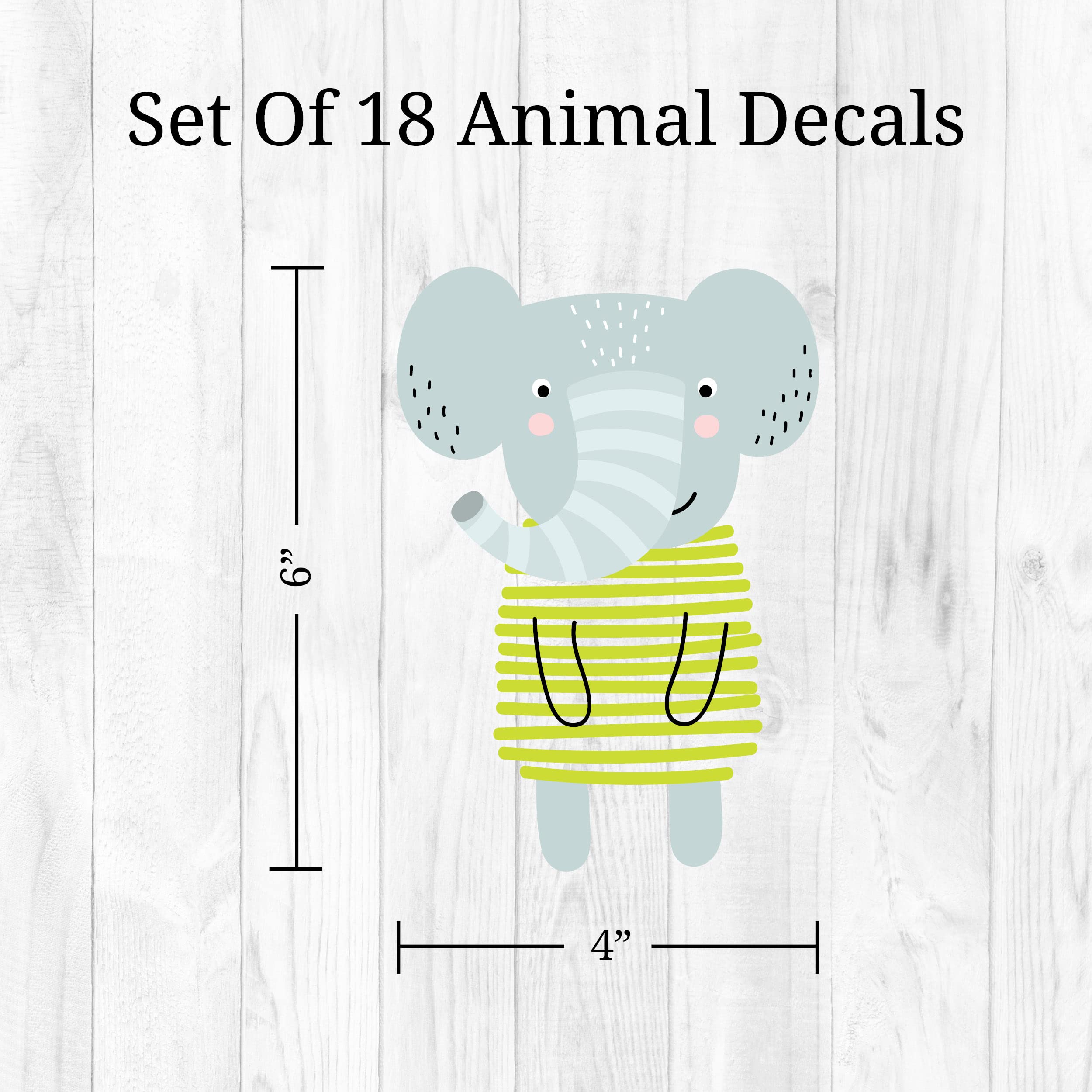 Cute Cartoon Animal Wall Decals - Set of 18 Removable Peel & Stick Wall Stickers for Nursery, Bedroom, Bathroom & Classroom Decor | Perfect for Kids' Rooms, Playrooms & DIY Home Decoration