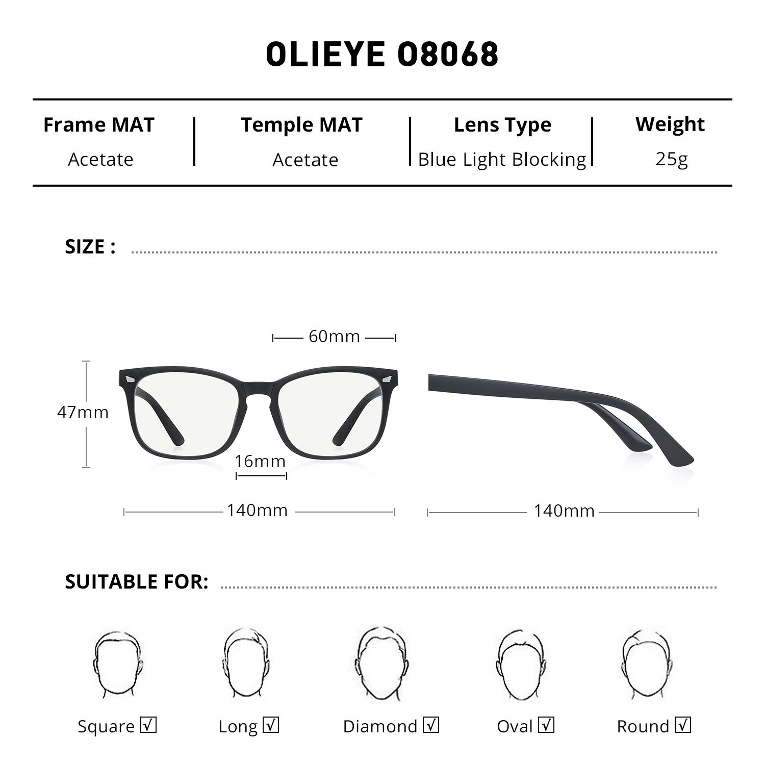 Blue Light Blocking Glasses for Computer & Gaming - Anti Eye Strain (Matte Black) - Perfect for Work & Screen Time