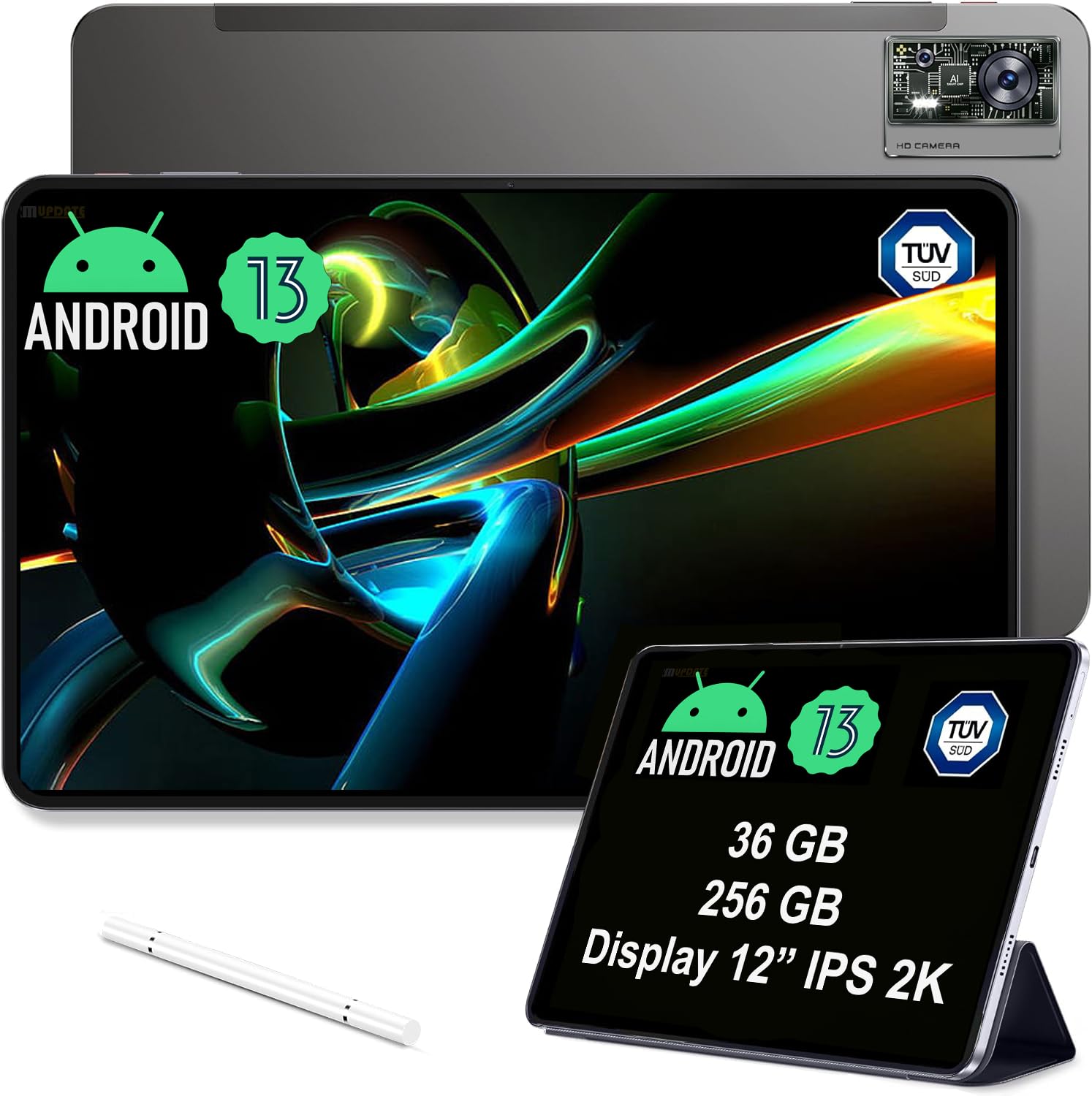 OUKITEL OT5 12 Inch Android Tablet 256GB Storage, 11000mAh Battery, 2K IPS Display, Helio G99 Processor, 16MP+5MP Dual Camera, 5G WiFi/Dual SIM/GPS - Perfect for Work, Study, Gaming & Travel (Black)
