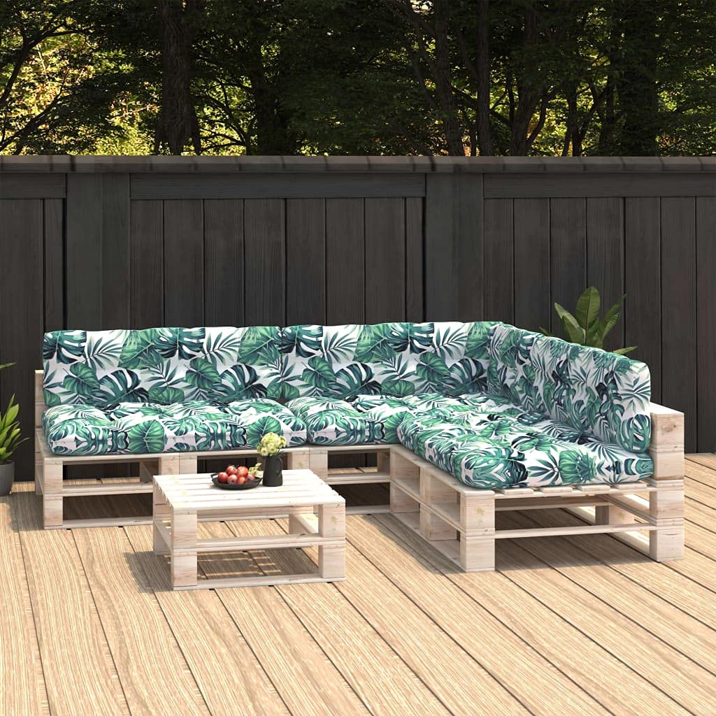 7-Piece Garden Pallet Cushion Set - Ultra Comfortable & Durable Outdoor Seat Cushions for Patio Furniture, Sofa, Bench, Floor - Waterproof Leaf Design Cushions for Backyard, Deck, Poolside Relaxation