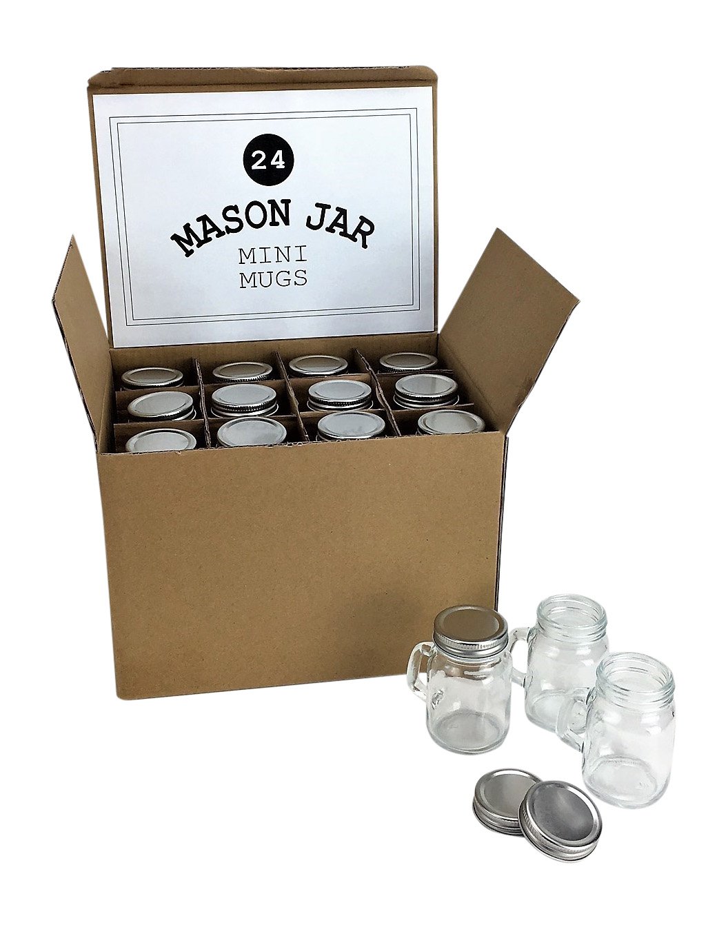 24-Pack Mini Mason Jar Mugs 4oz with Handles & Leakproof Lids - Perfect for Coffee, Tea, Juice, Smoothies, Candles, DIY Crafts & Party Favors - Ideal for Home, Office, Picnics & Gift Giving