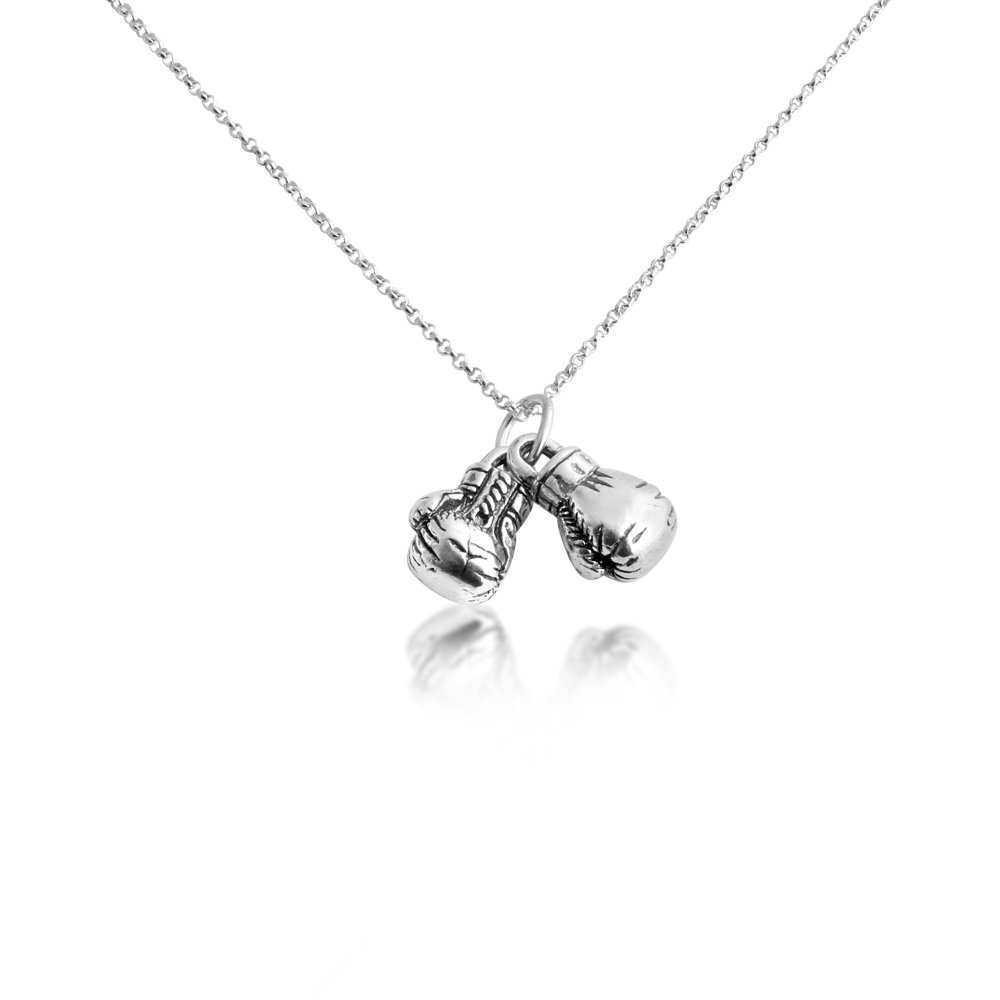 925 Sterling Silver 3D Boxing Gloves Charm Pendant Necklace for Women - Boxing Gift for Fighters, Athletes & Boxing Lovers - Perfect for Training, Competition & Sports Jewelry Collection