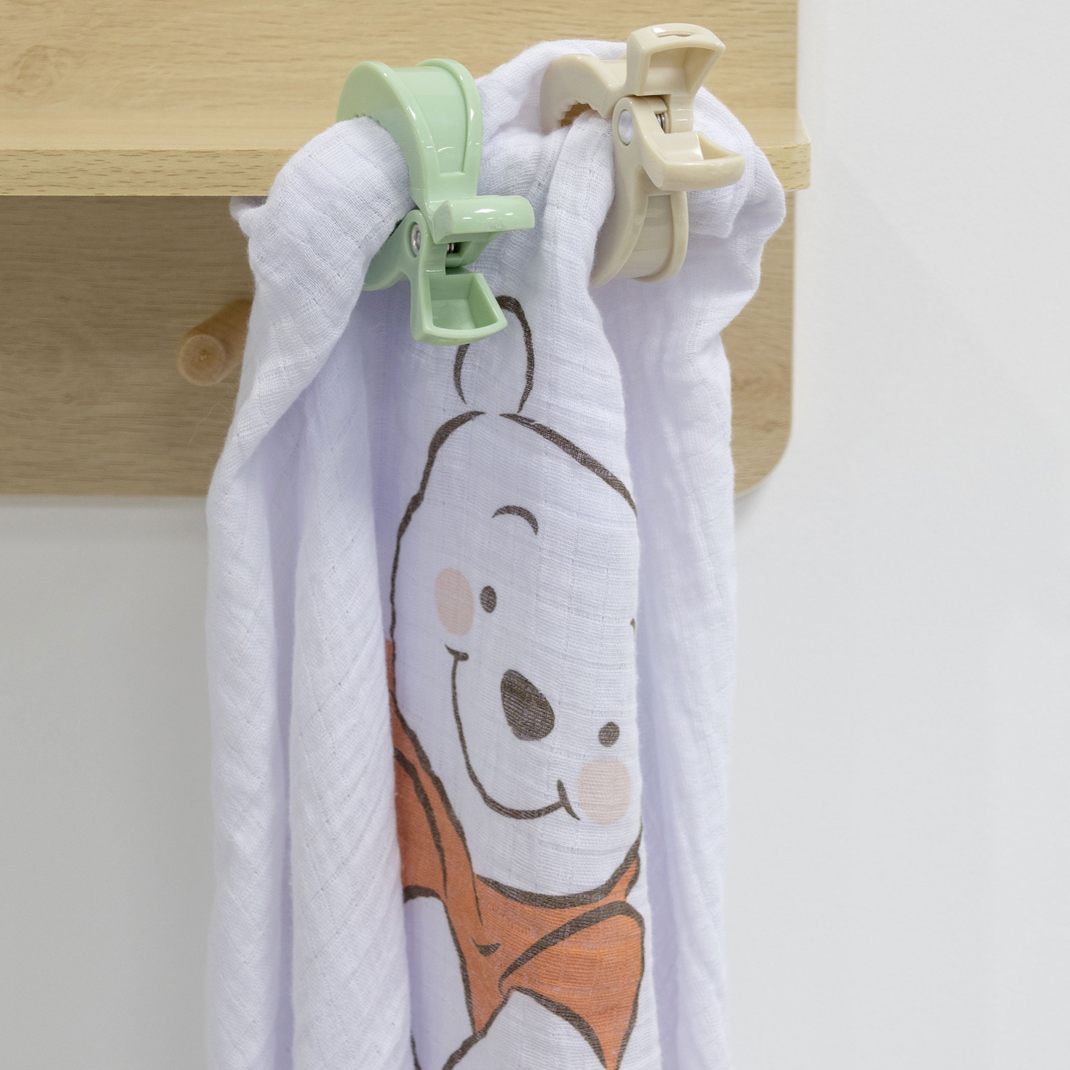 Disney Winnie the Pooh Muslin Baby Wrap & Stroller Clips Set - Soft Swaddle Blanket and Pram Security Clips for Newborns, Infants - Perfect for Nursing, Sleeping, and On-the-Go Comfort
