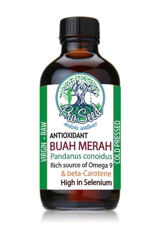 Organic Buah Merah Oil - 100% Pure Cold-Pressed Virgin Red Fruit Oil - Rich in Antioxidants, Omega 3 6 9, Vitamin E - Natural Skin & Hair Care - 2oz Glass Bottle - Perfect for DIY Beauty, Massage & Aromatherapy